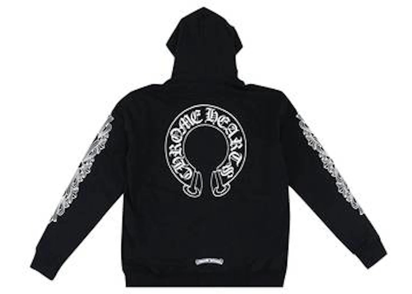 Chrome Hearts Horseshoe Floral Cross Sleeve Embroidered Hood Zip Up Hoodie Black