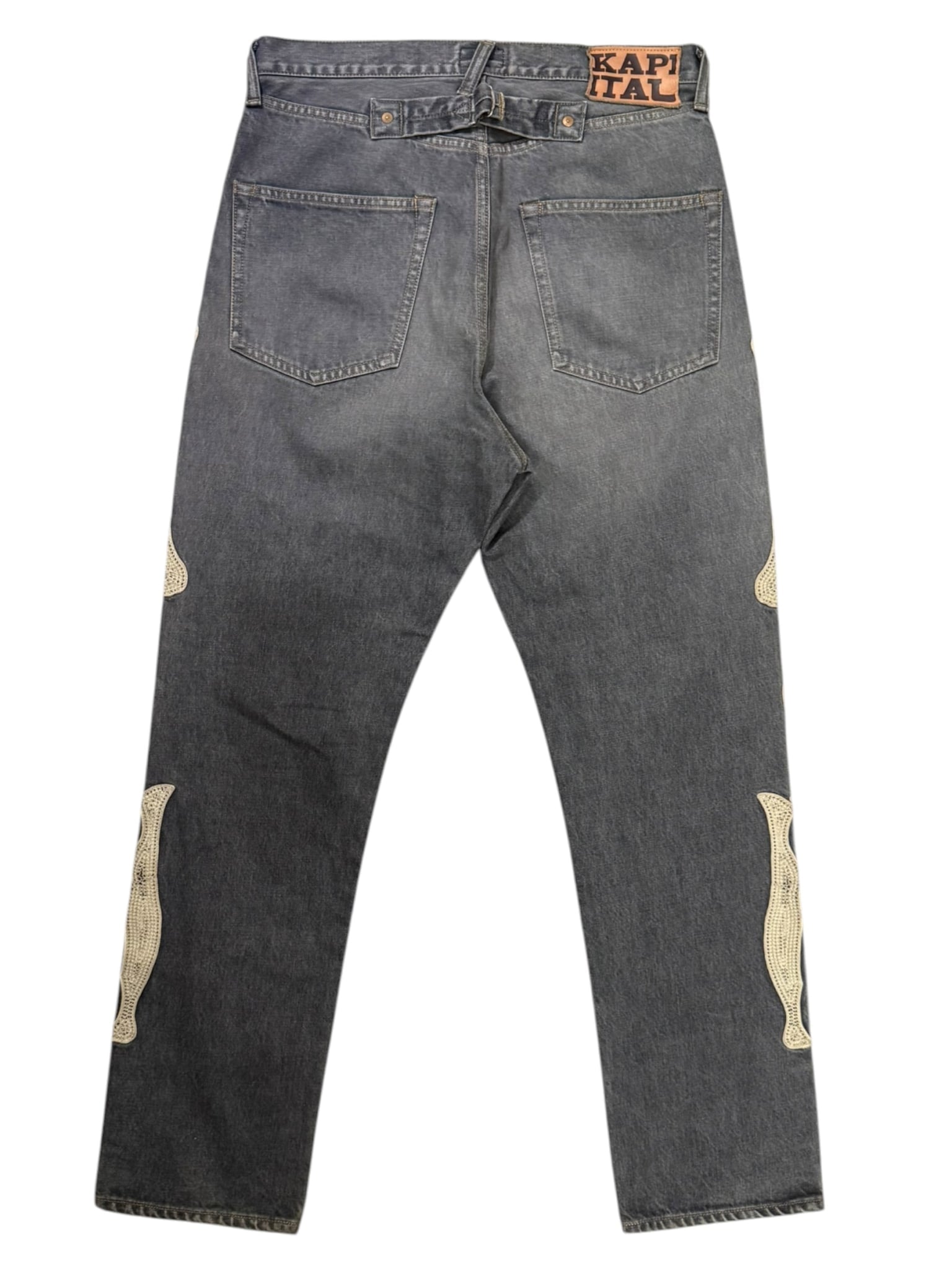 Kapital Bone Embroidered Denim Pants Black