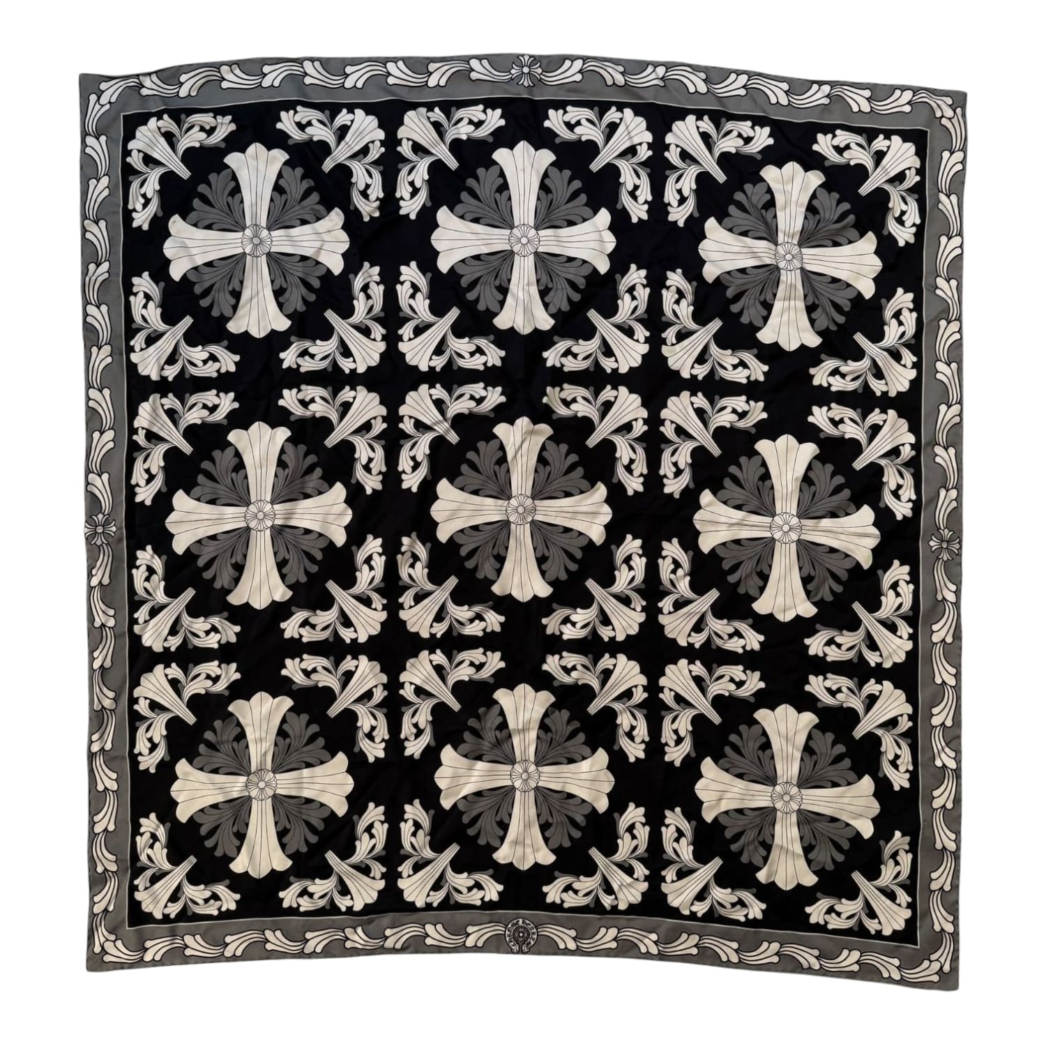 Chrome Hearts Cross Ceiling Silk Scarf Black/Grey/White