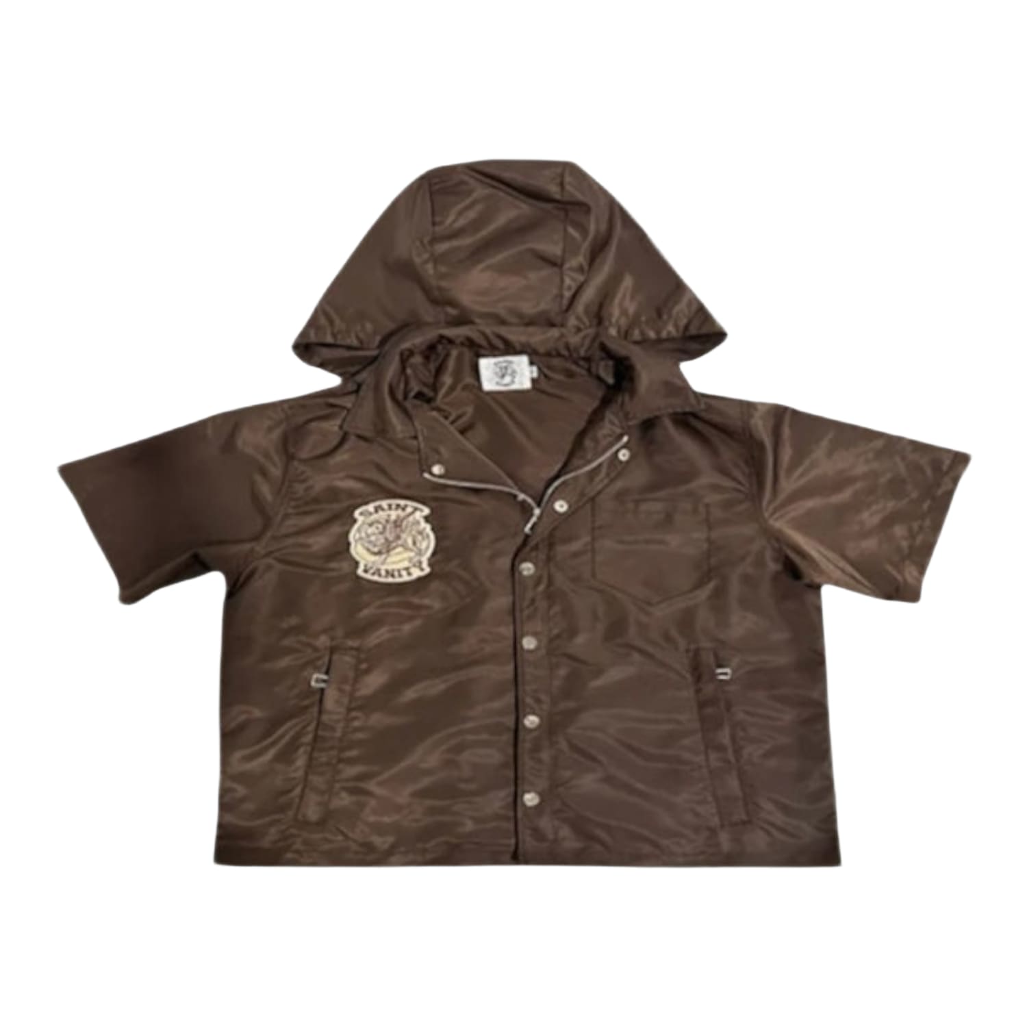 Saint Vanity Nylon Hooded Zip Up Jacket Brown