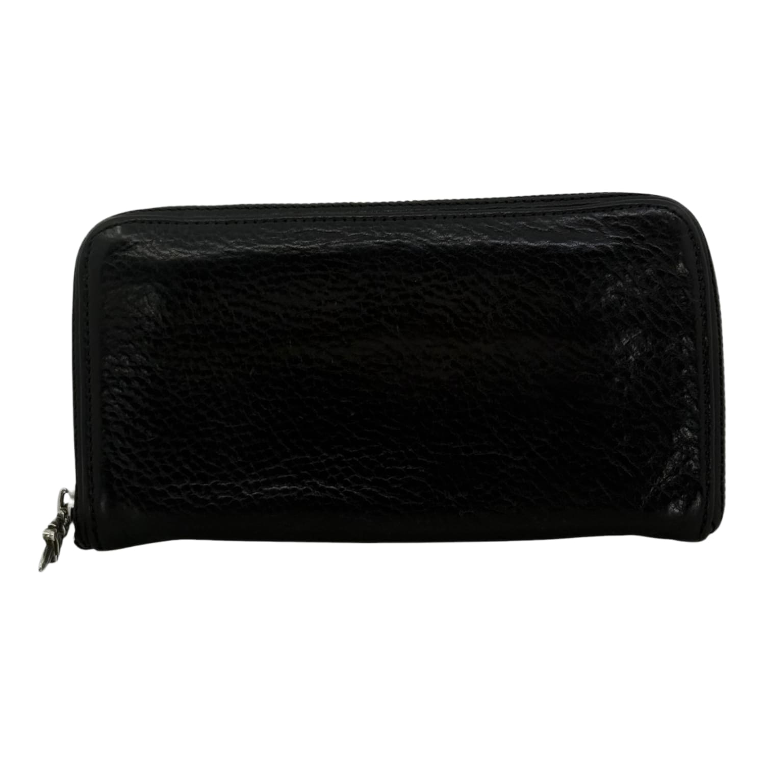 Chrome Hearts Black Triple Cross Leather Zip Wallet