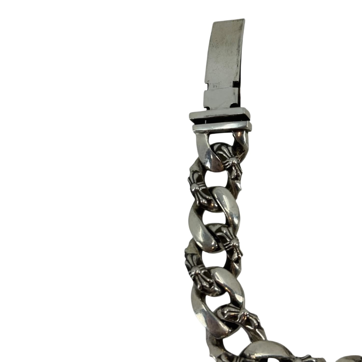 Chrome Hearts Silver Floral Cross Fancy Link Bracelet