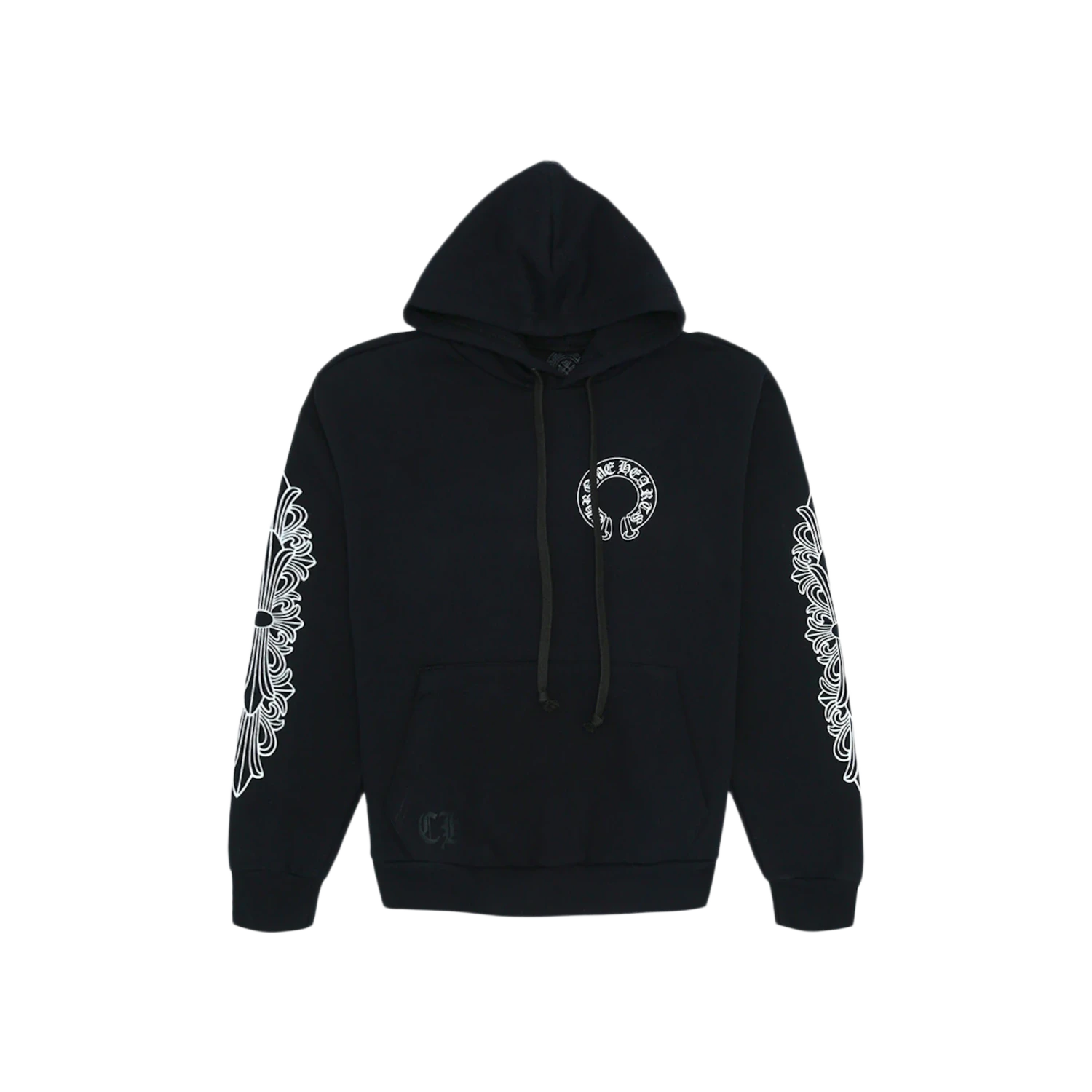 Chrome Hearts Horse Shoe Floral Hoodie Black