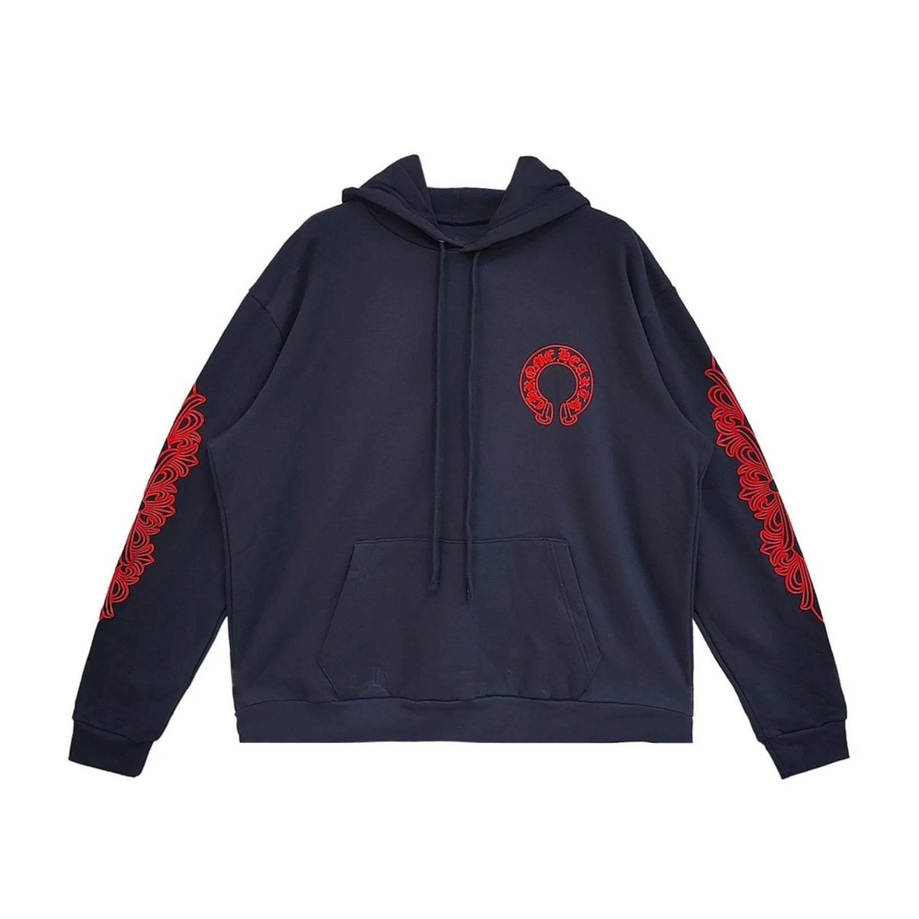 Chrome Hearts Floral Horseshoe Hoodie Navy/Red