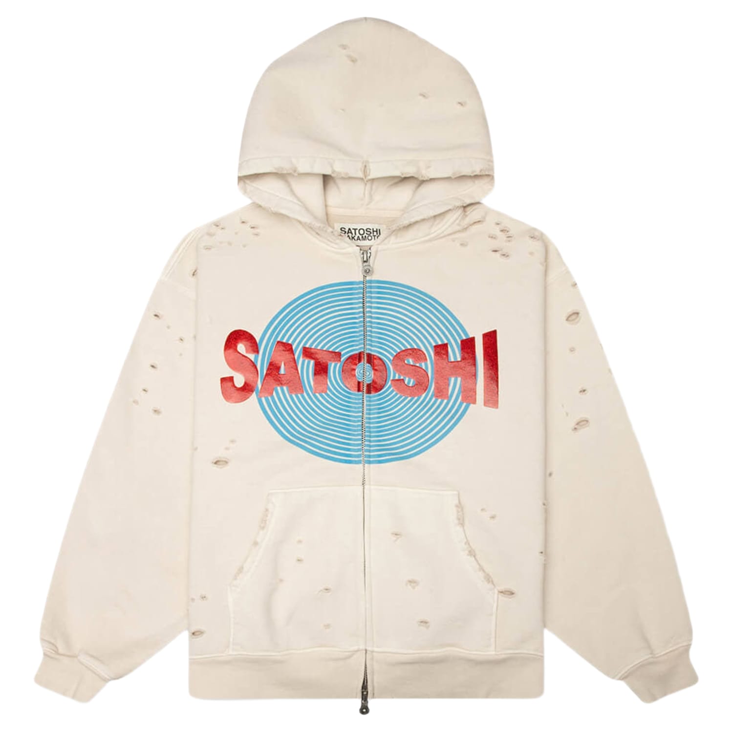 Satoshi Nakamoto Motoslug Zip Hoodie Vintage White