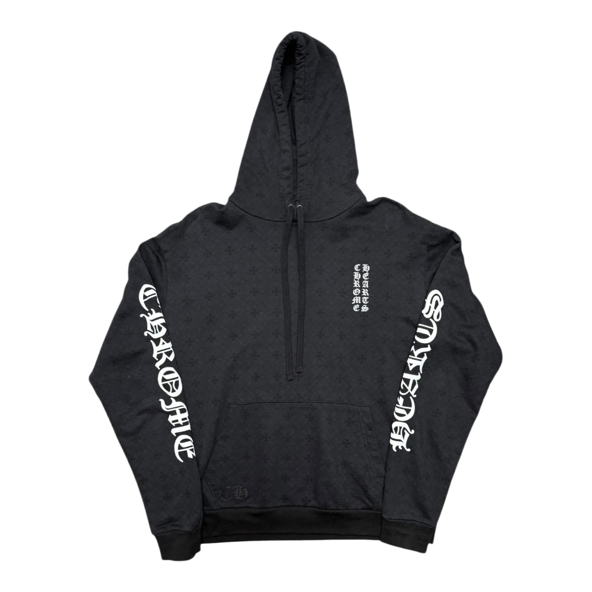 Chrome Hearts Vertical Logo Monogram Horseshoe Hoodie Black