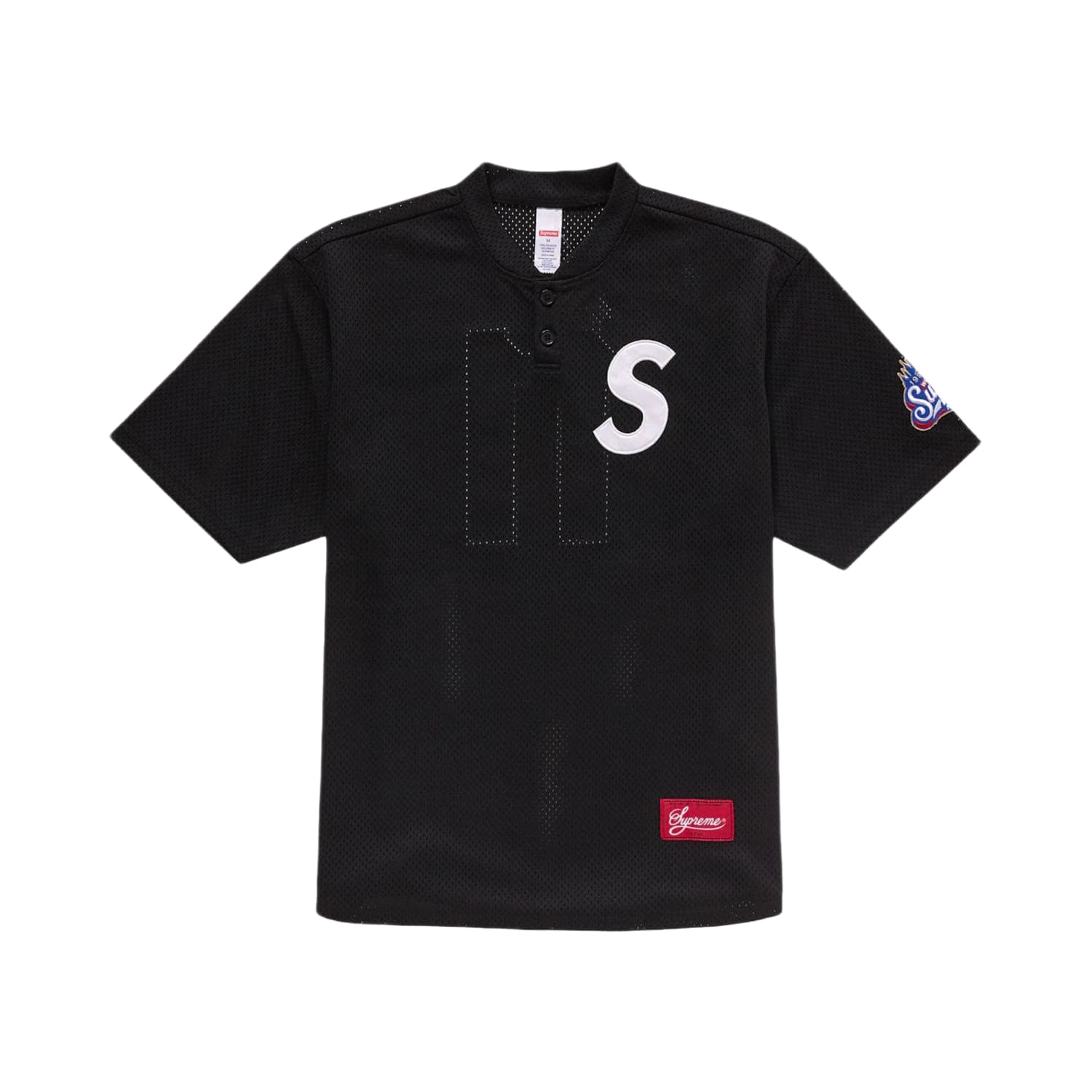 Supreme S Logo Baseball Henley Black