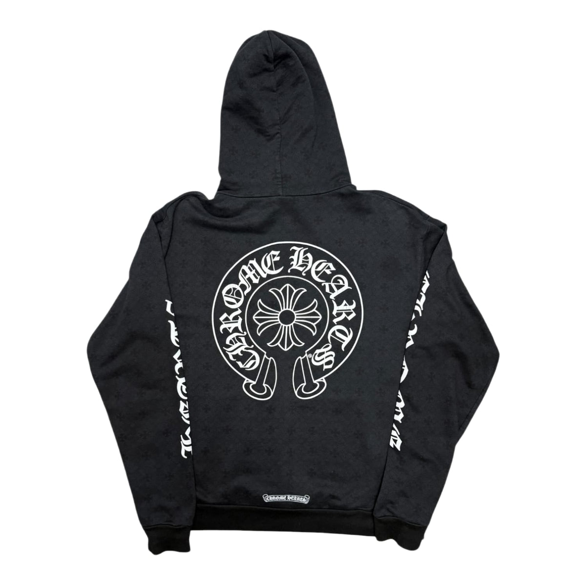 Chrome Hearts Vertical Logo Monogram Horseshoe Hoodie Black