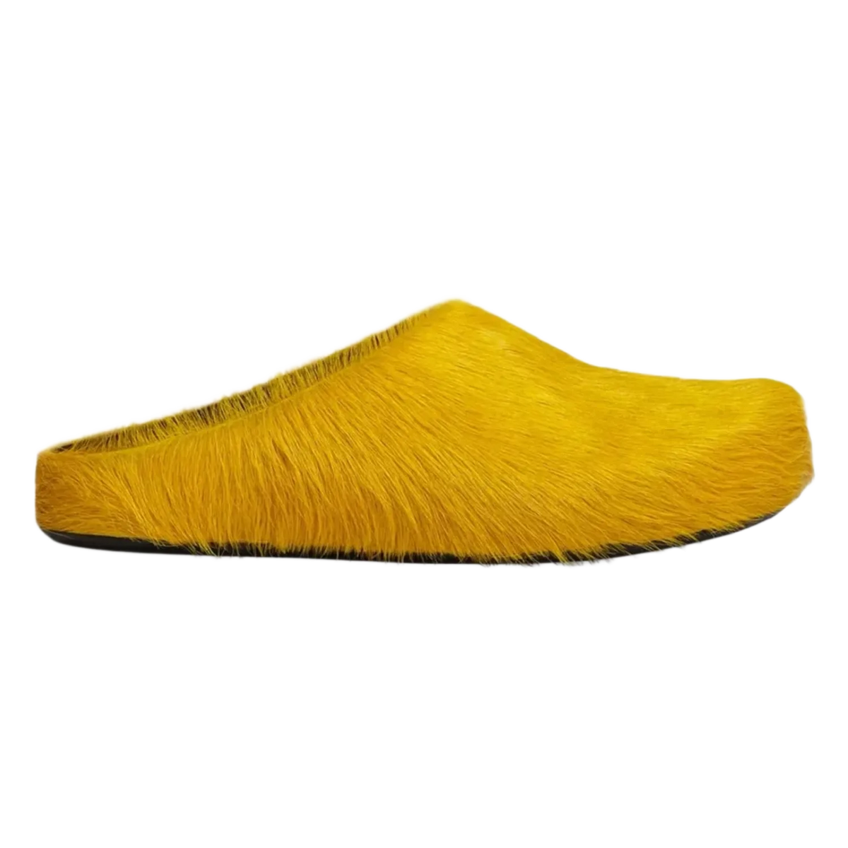 Marni Long Hair Calfskin Fussbett Sabot Mule Mustard