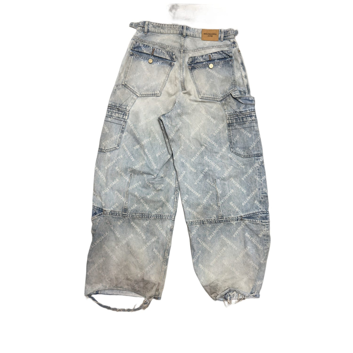 Balenciaga Bal Diagonal Allover Cargo Pants Dirty Blue