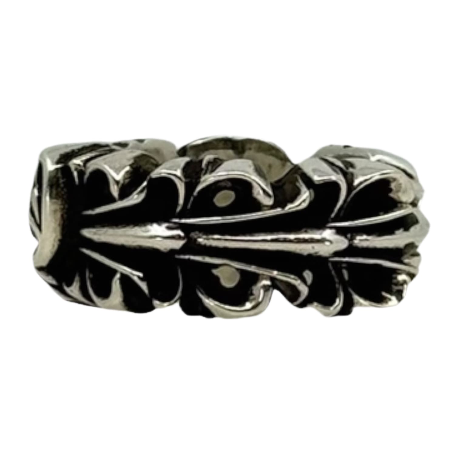 Chrome Hearts Double Floral Cross Heart Ring - US Size 7