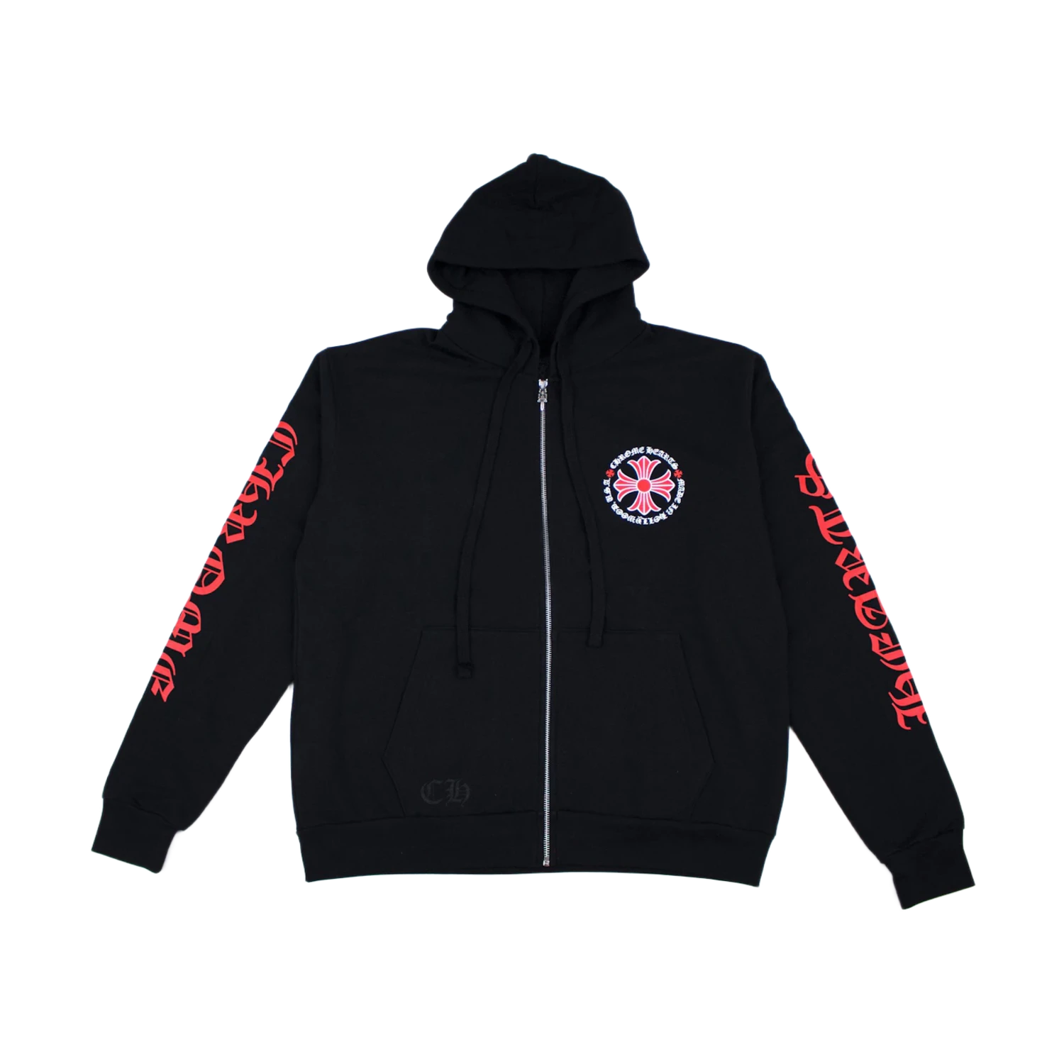 Chrome Hearts Made In Hollywood Plus Cross Zip Up Hoodie Black/Red