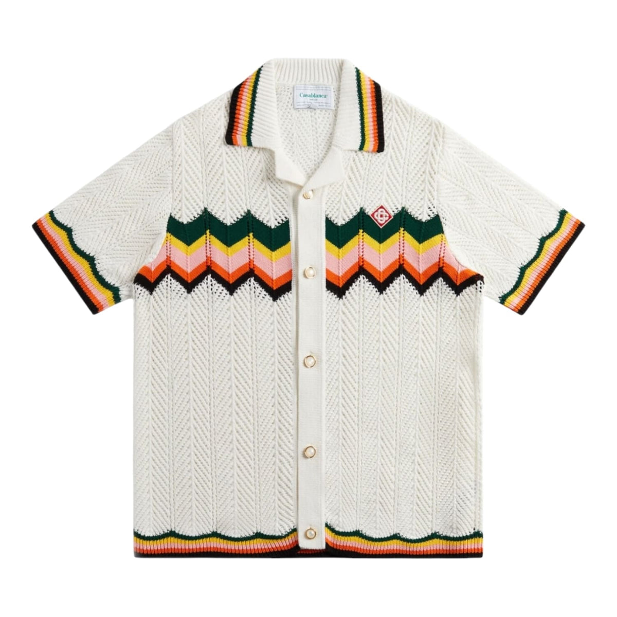 Casablanca Chevron Lace Knit Short Sleeve Shirt