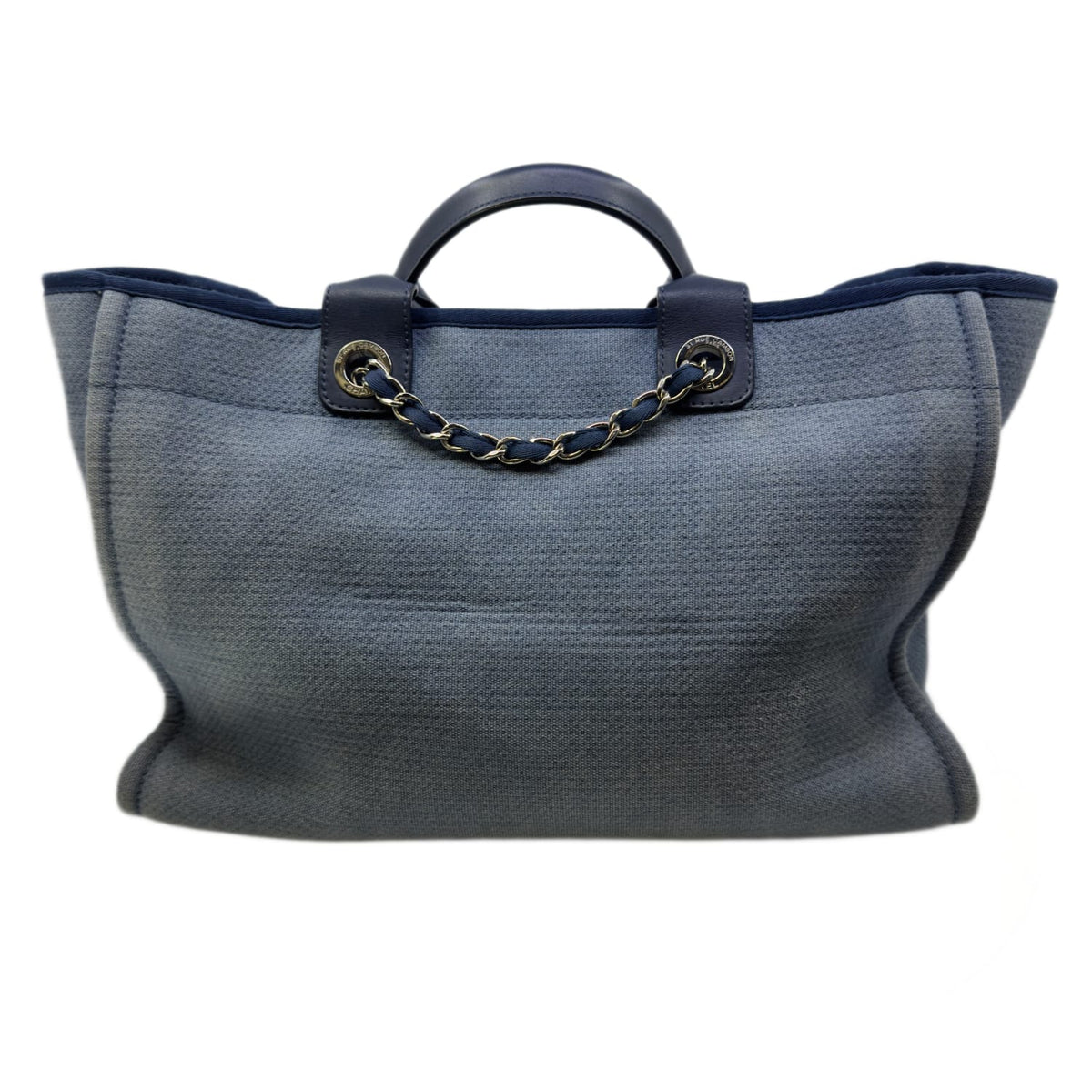 Chanel Small Deauville Tote Bag Denim Blue