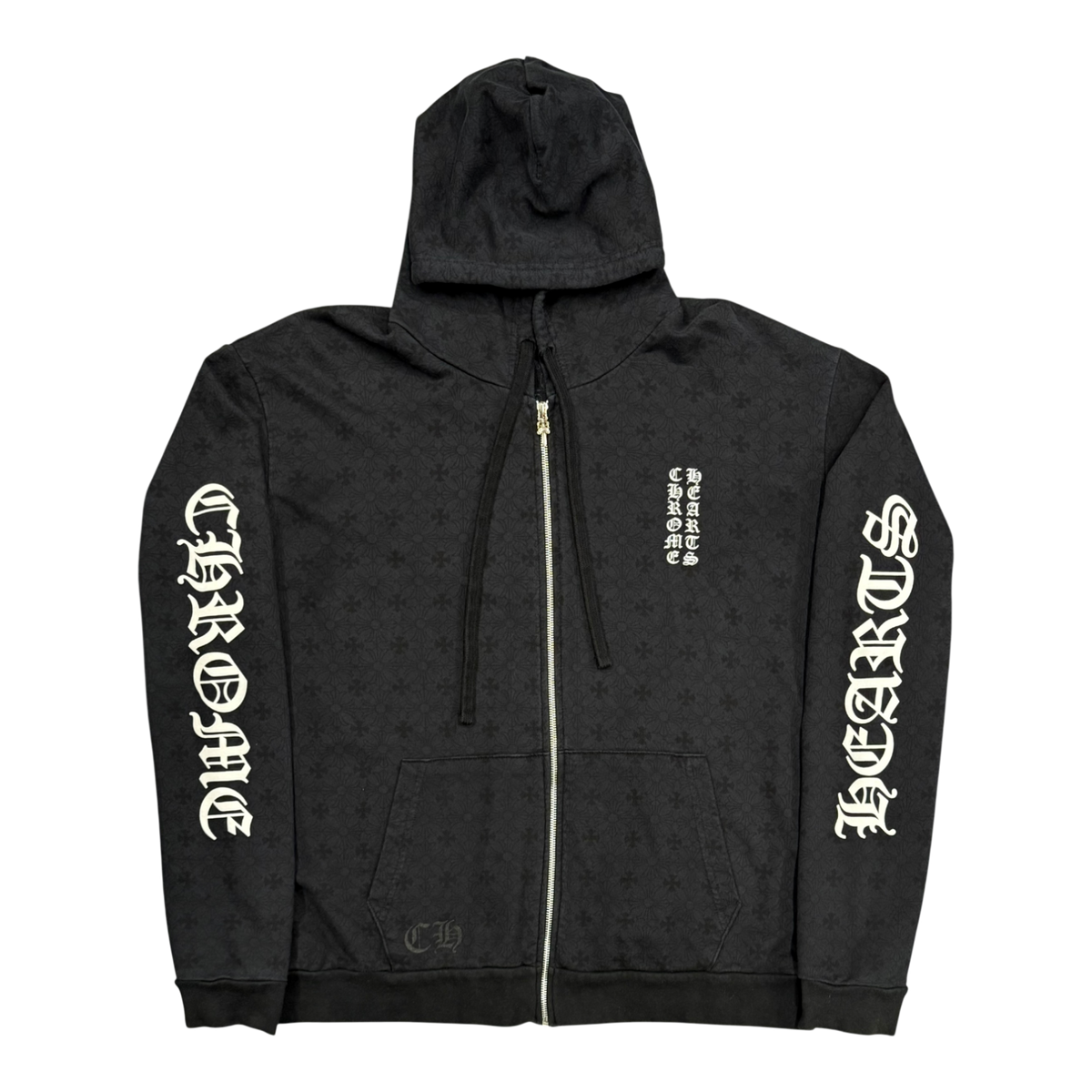 Chrome Hearts Plus Cross All Over Print Zip Up Hoodie Black