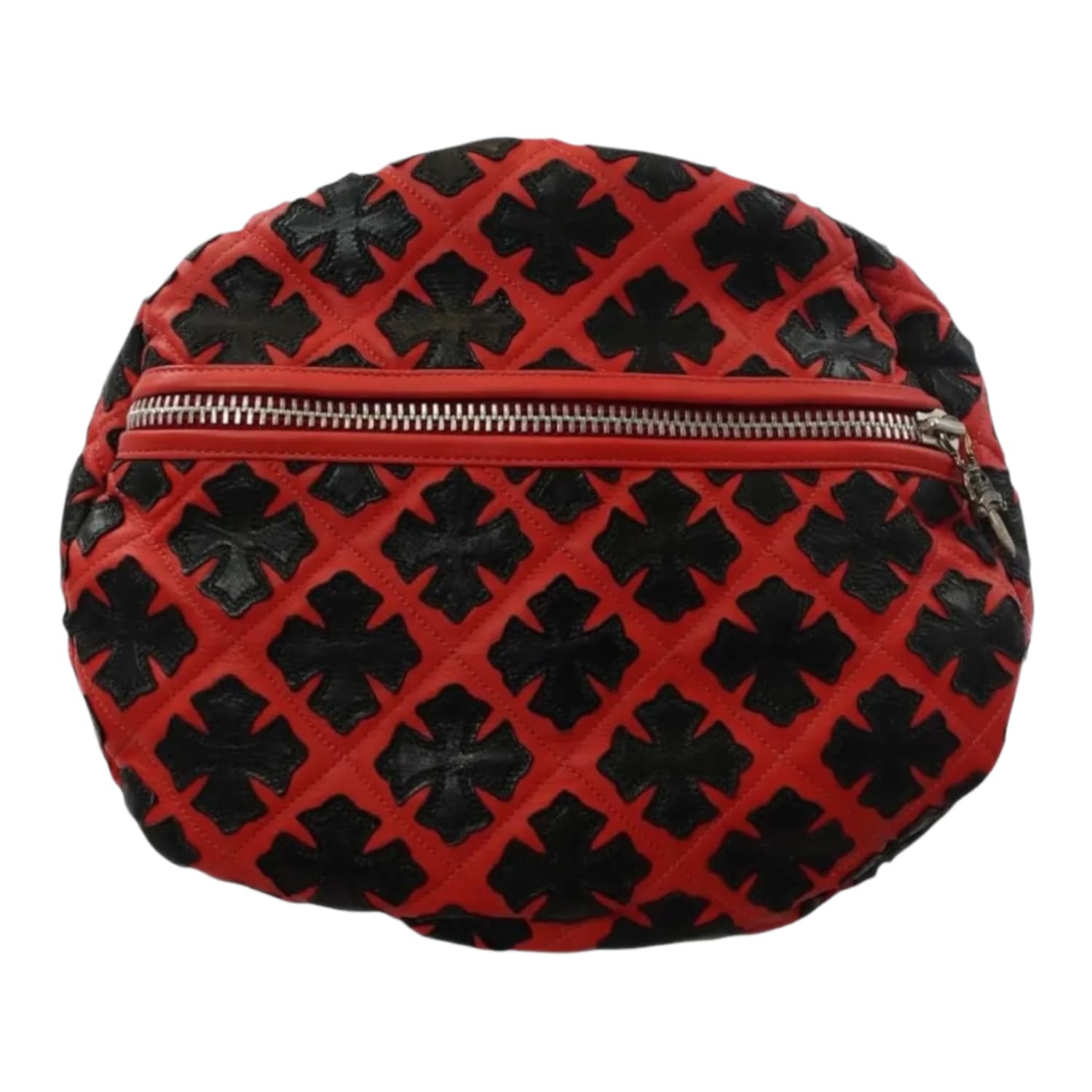 Chrome Hearts Red Leather All Over Black Crosses Duffle Bag