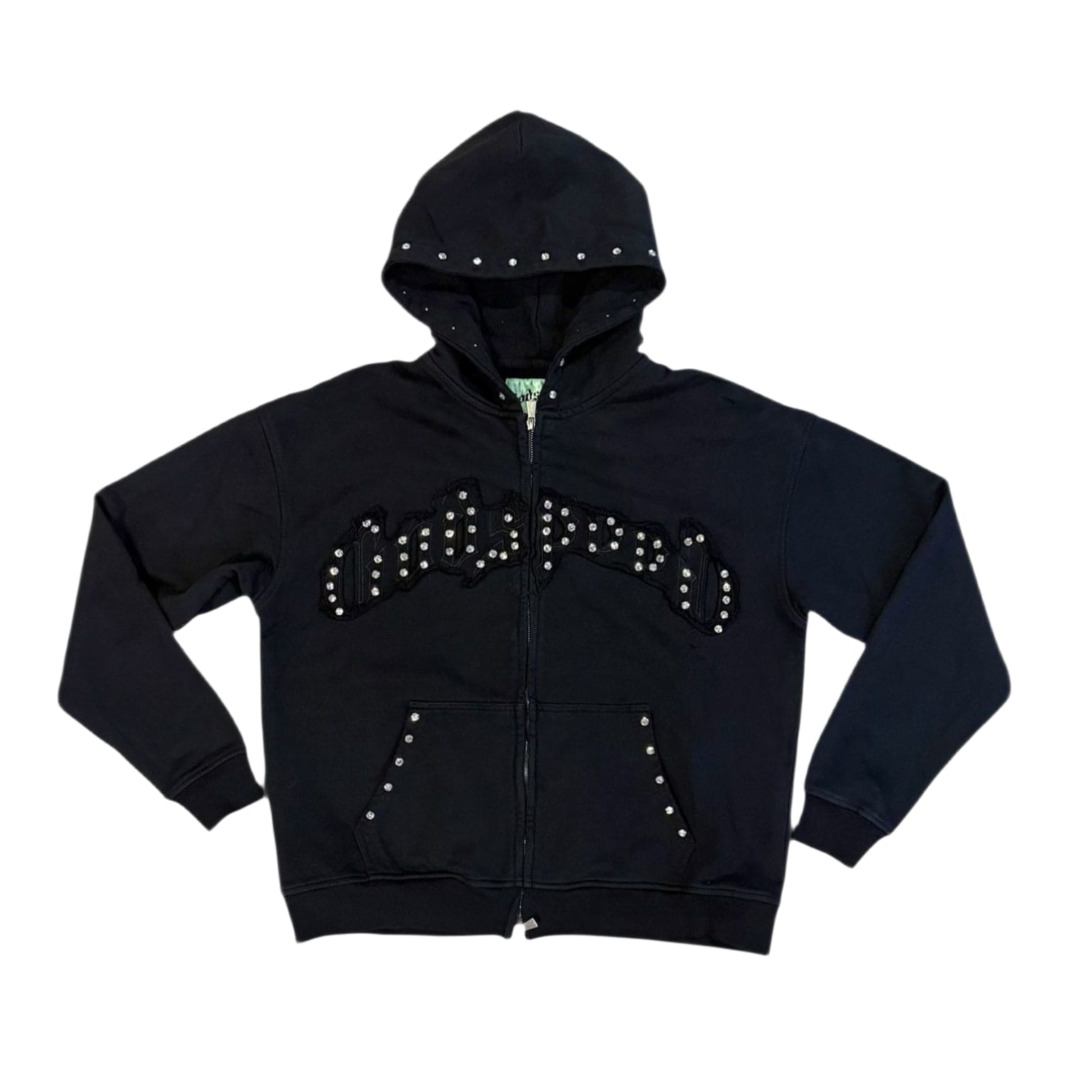 Godspeed Symmetric Studded Zip Up Hoodie Black VVS