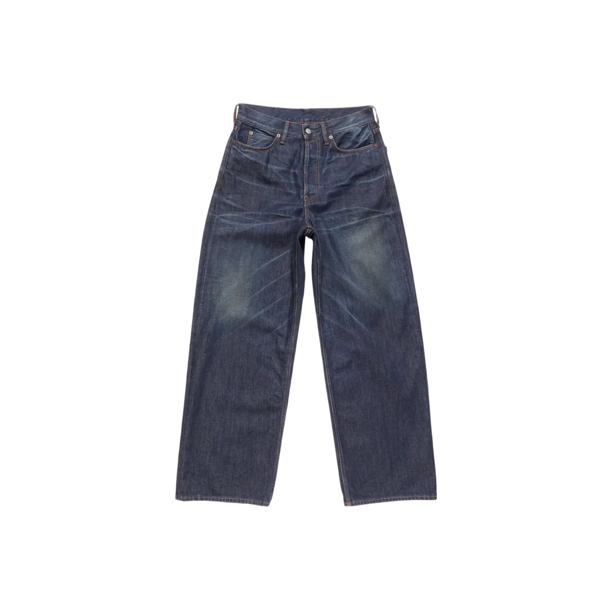 Acne Studios Wide Leg Leather Trimmed Jeans