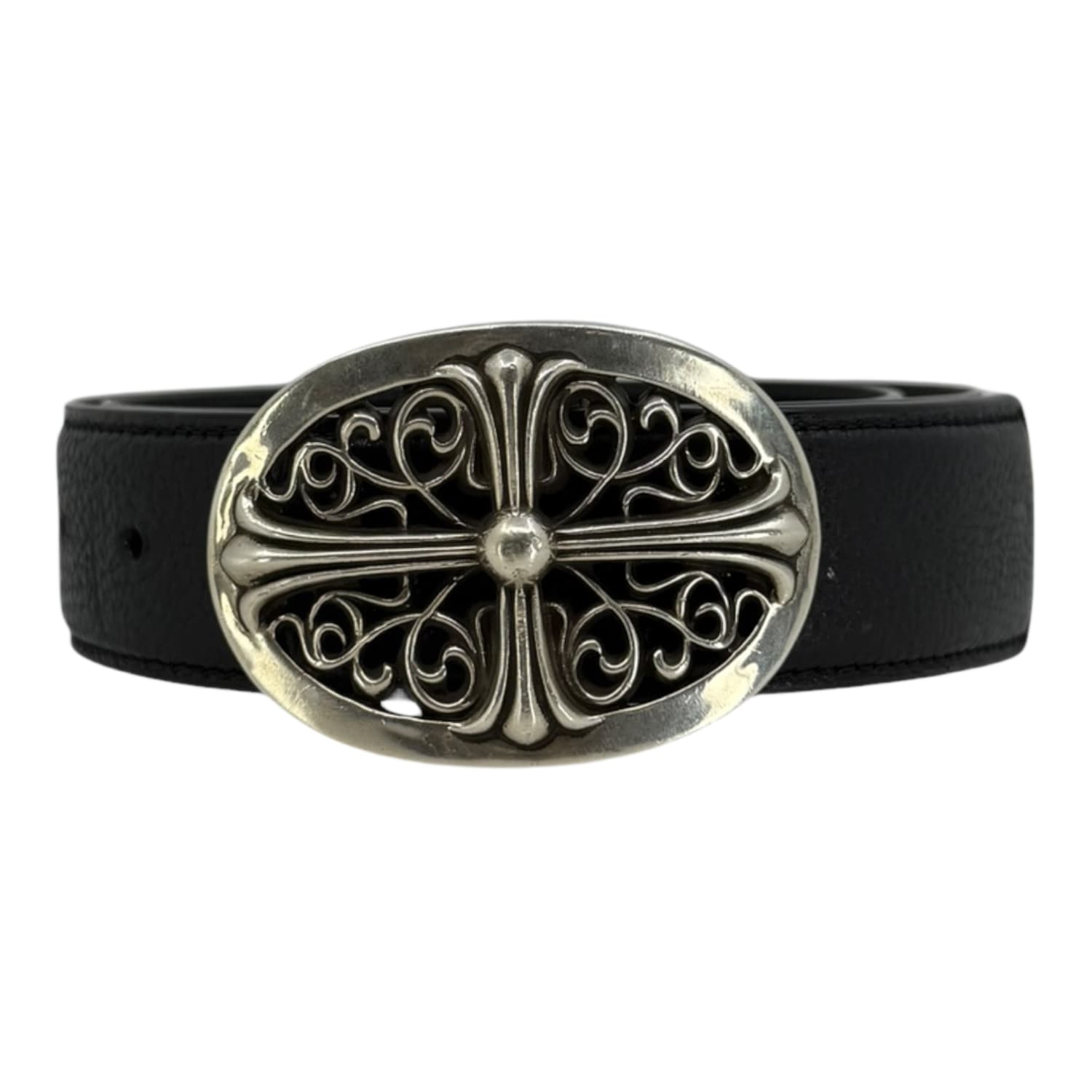 Chrome Hearts Silver Oval Belt Buckle + Belt Strap Size 30