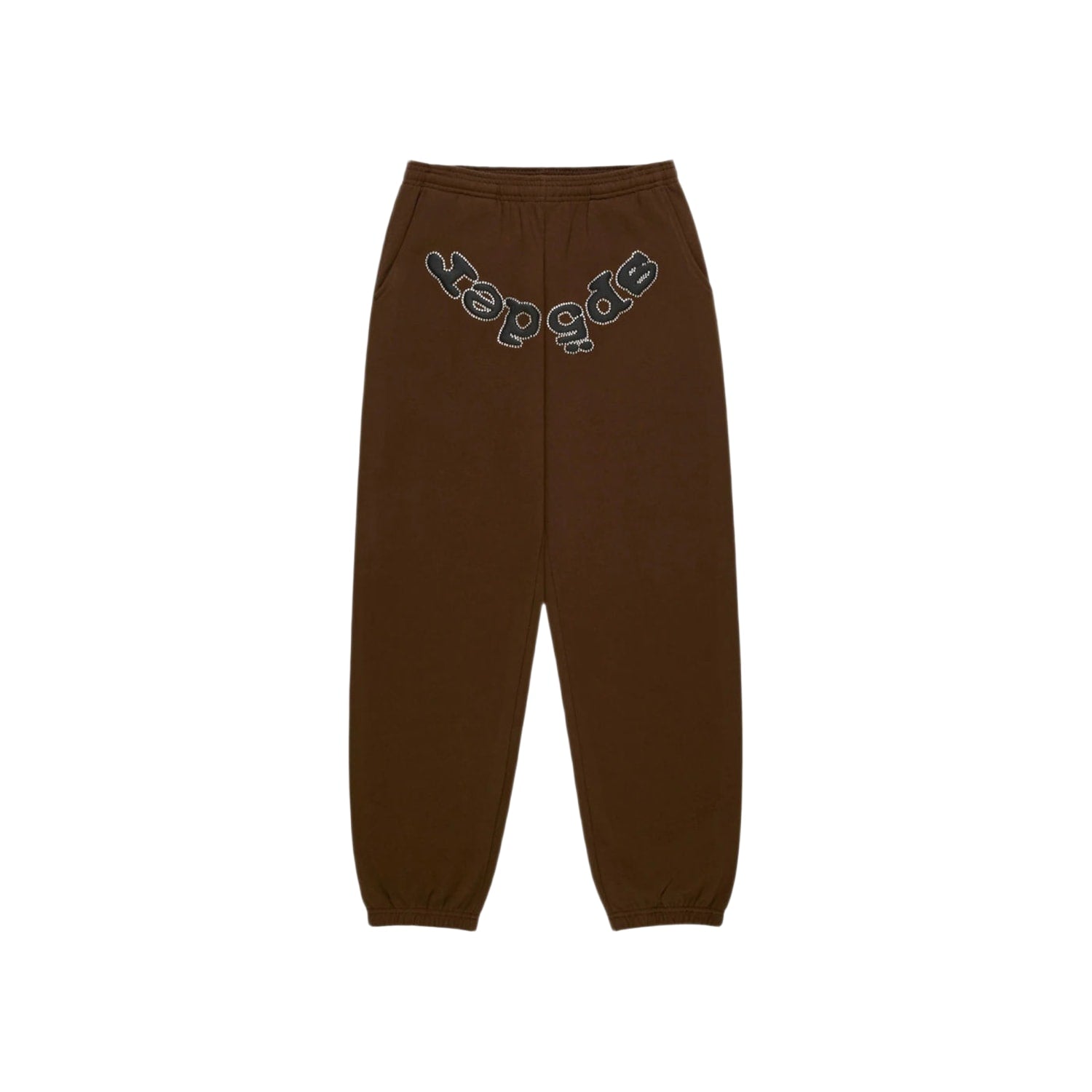 Sp5der Rhinestone OG Logo Sweatpant Brown