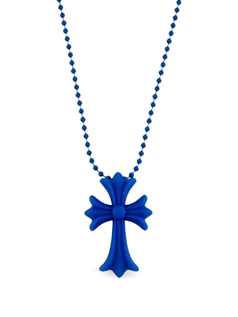 Chrome Hearts Silichrome Blue Cross Necklace