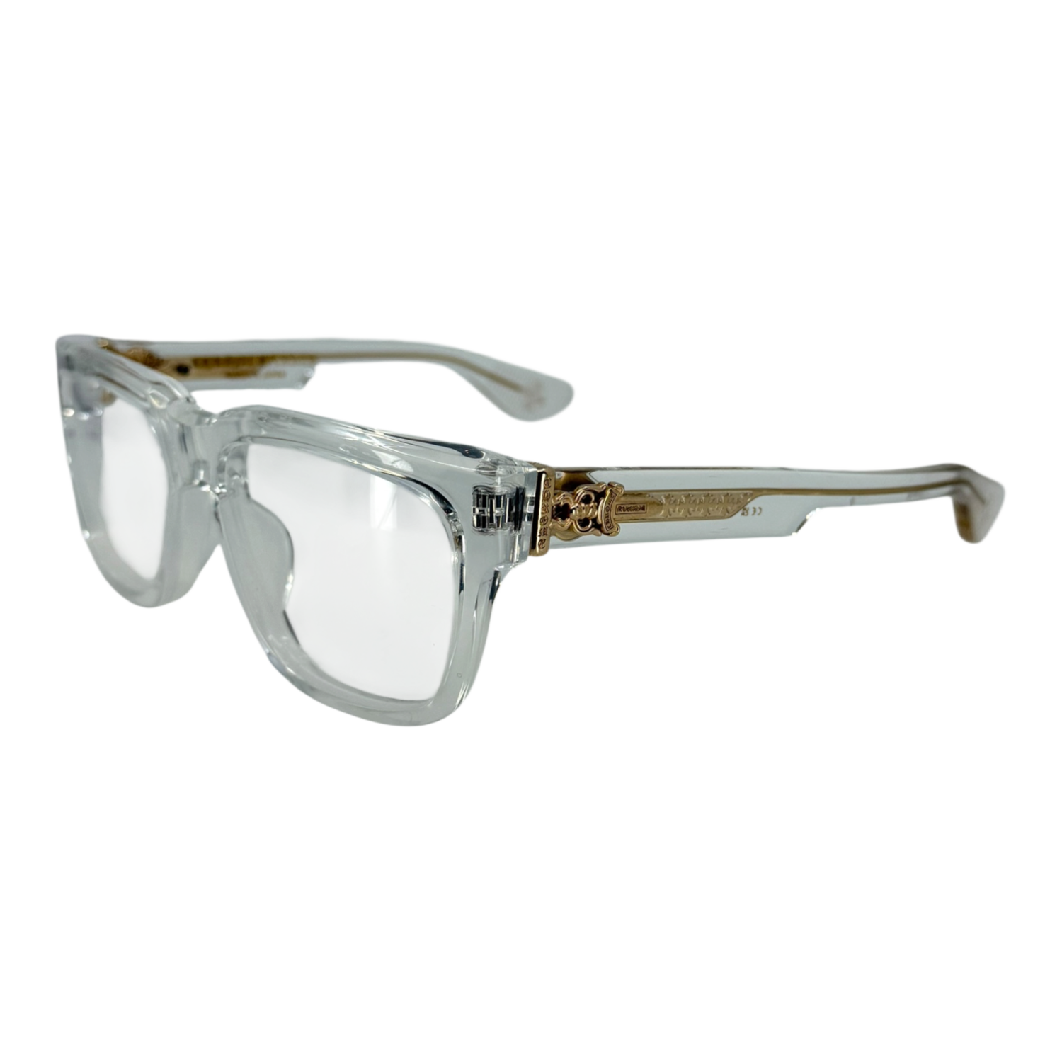Chrome Hearts Box Officer Crystal/18k Gold Plated Glasses