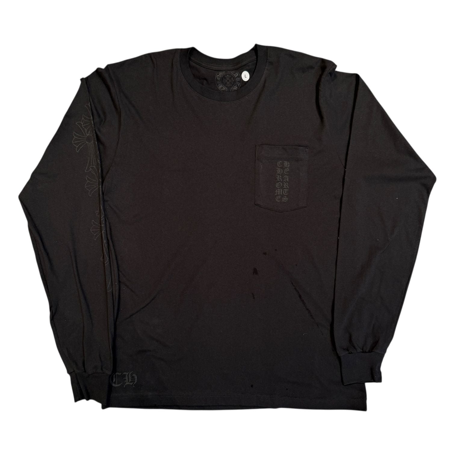 Chrome Hearts Miami Exclusive Cemetery Vertical Logo L/S Shirt Black