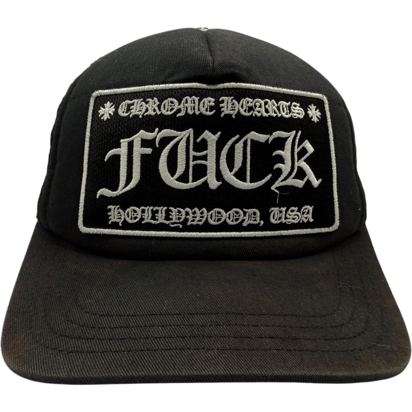 Chrome Hearts FUCK Hollywood Trucker Hat Black/Black