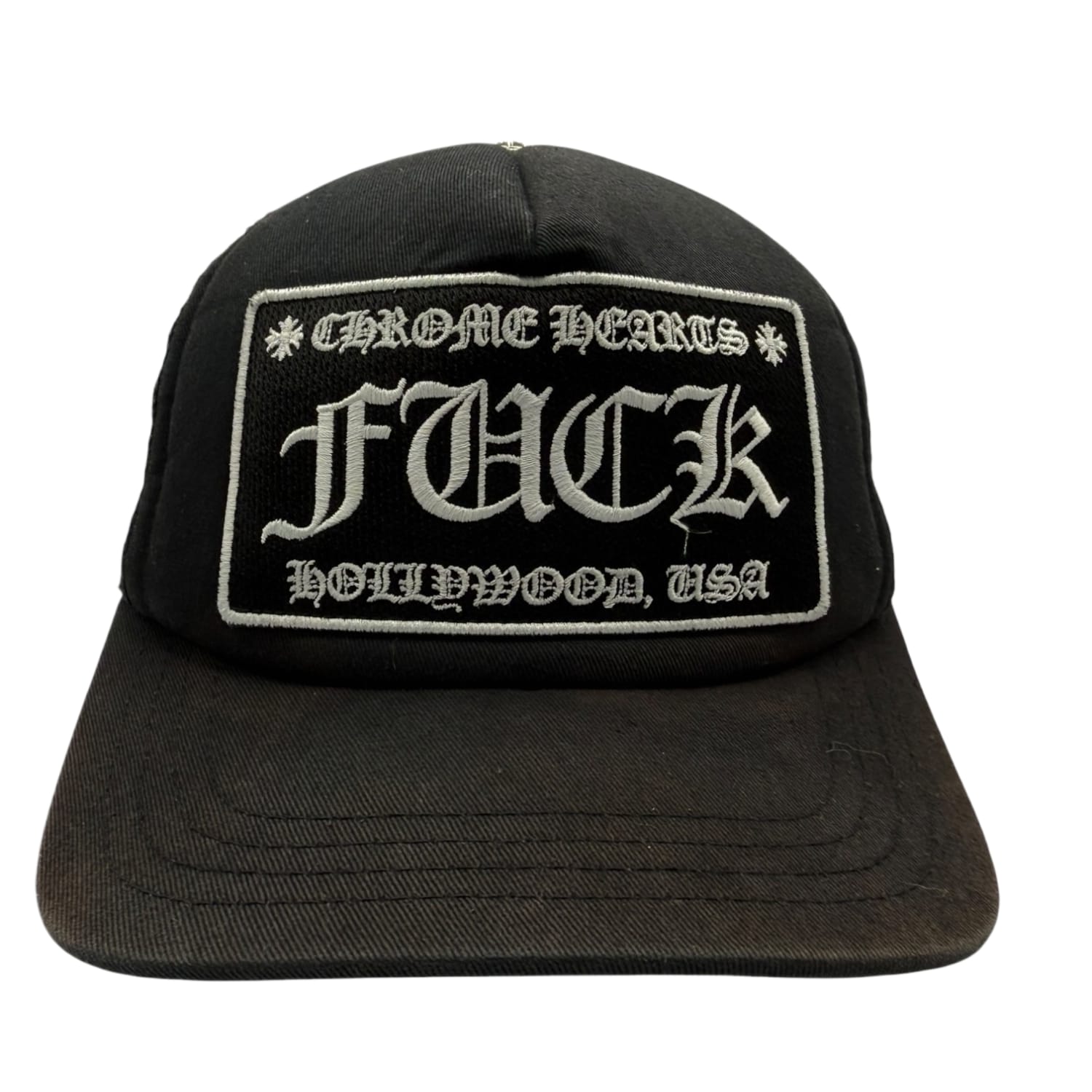 Chrome Hearts FUCK Hollywood Trucker Hat Black/Black