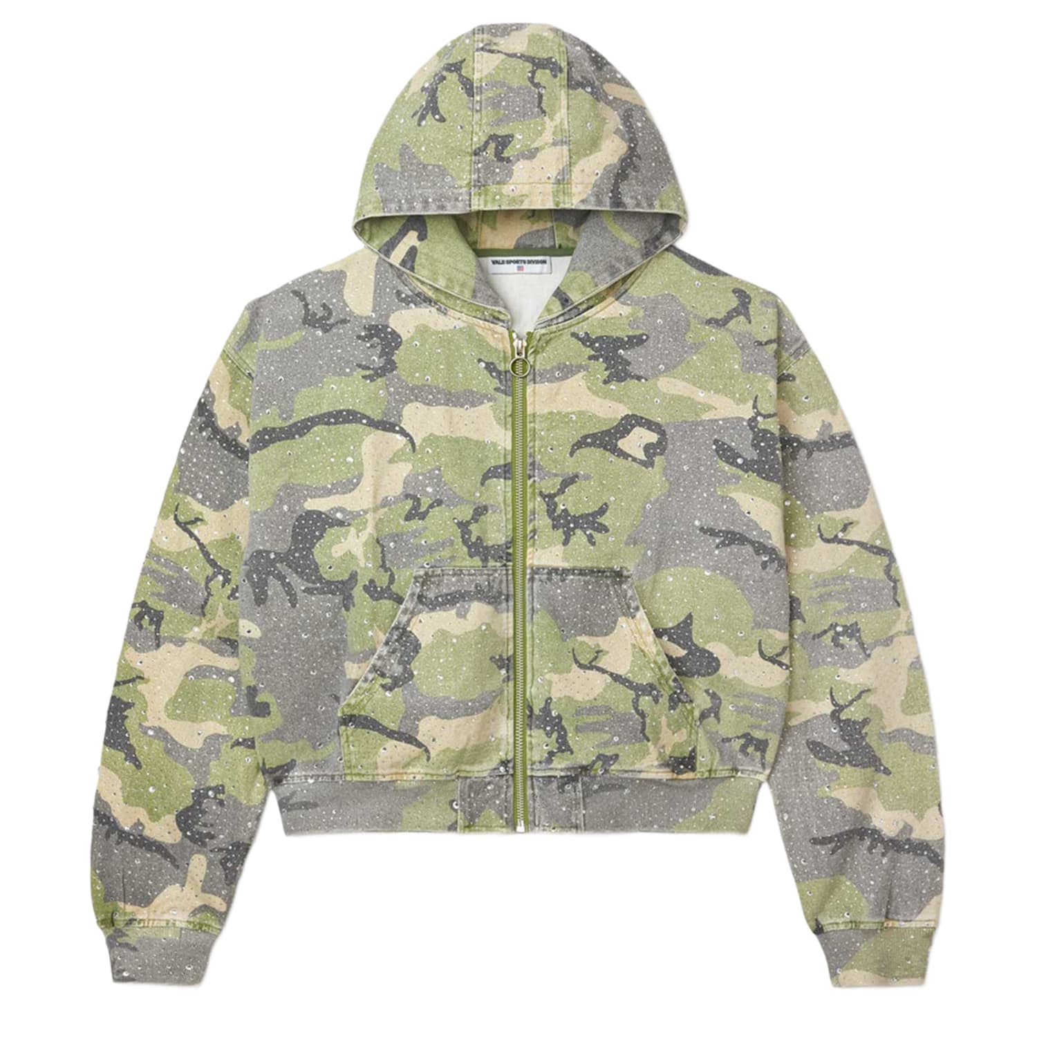 Vale Crystal Camo Work Zip Up Jacket Green