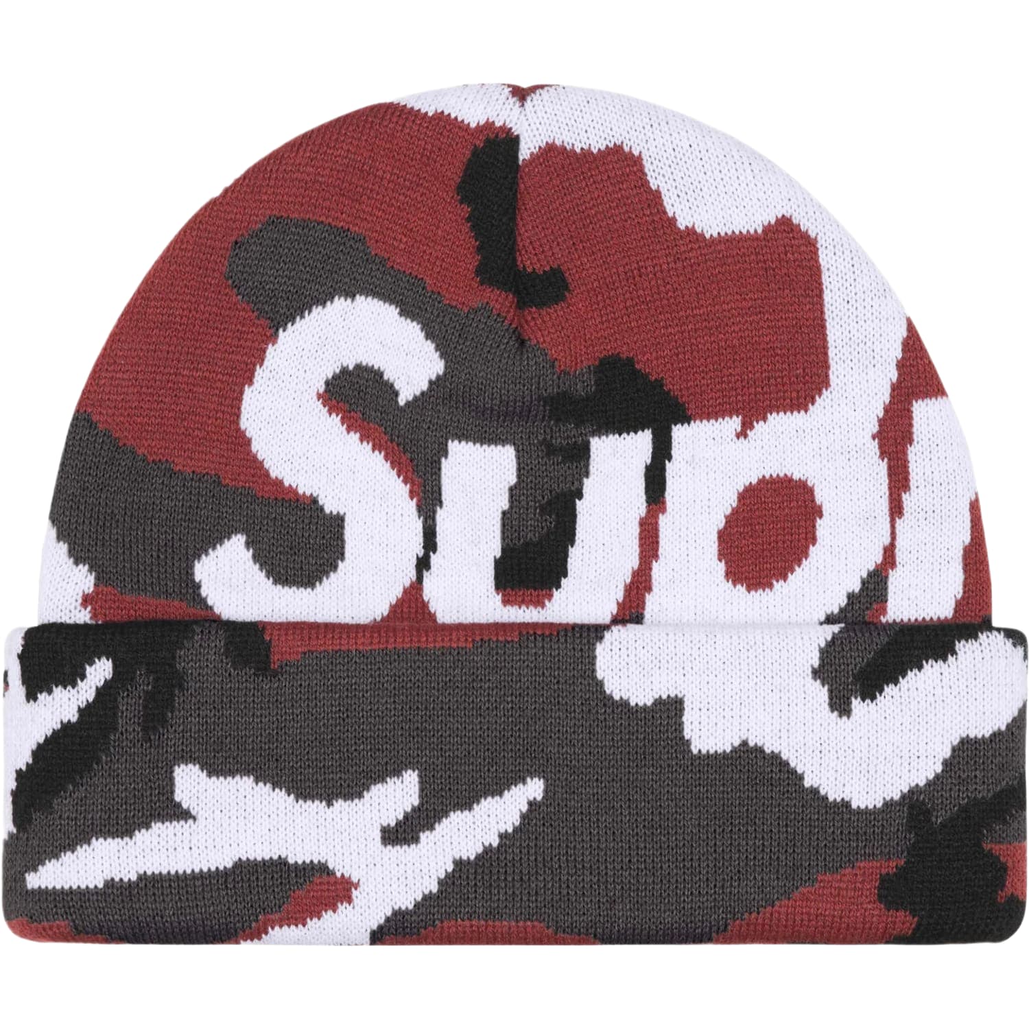 Supreme Camo Big Logo Beanie Red Camo