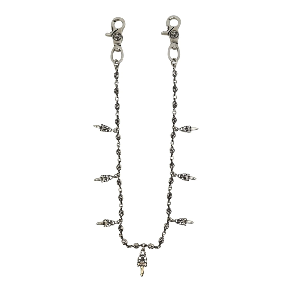 Chrome Hearts Silver Dagger Crossball Wallet Chain