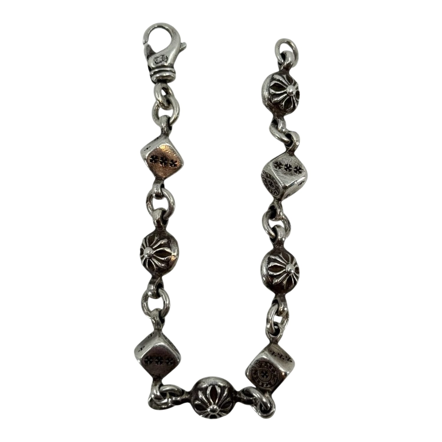 Chrome Hearts Dice and Plus Silver Bracelet