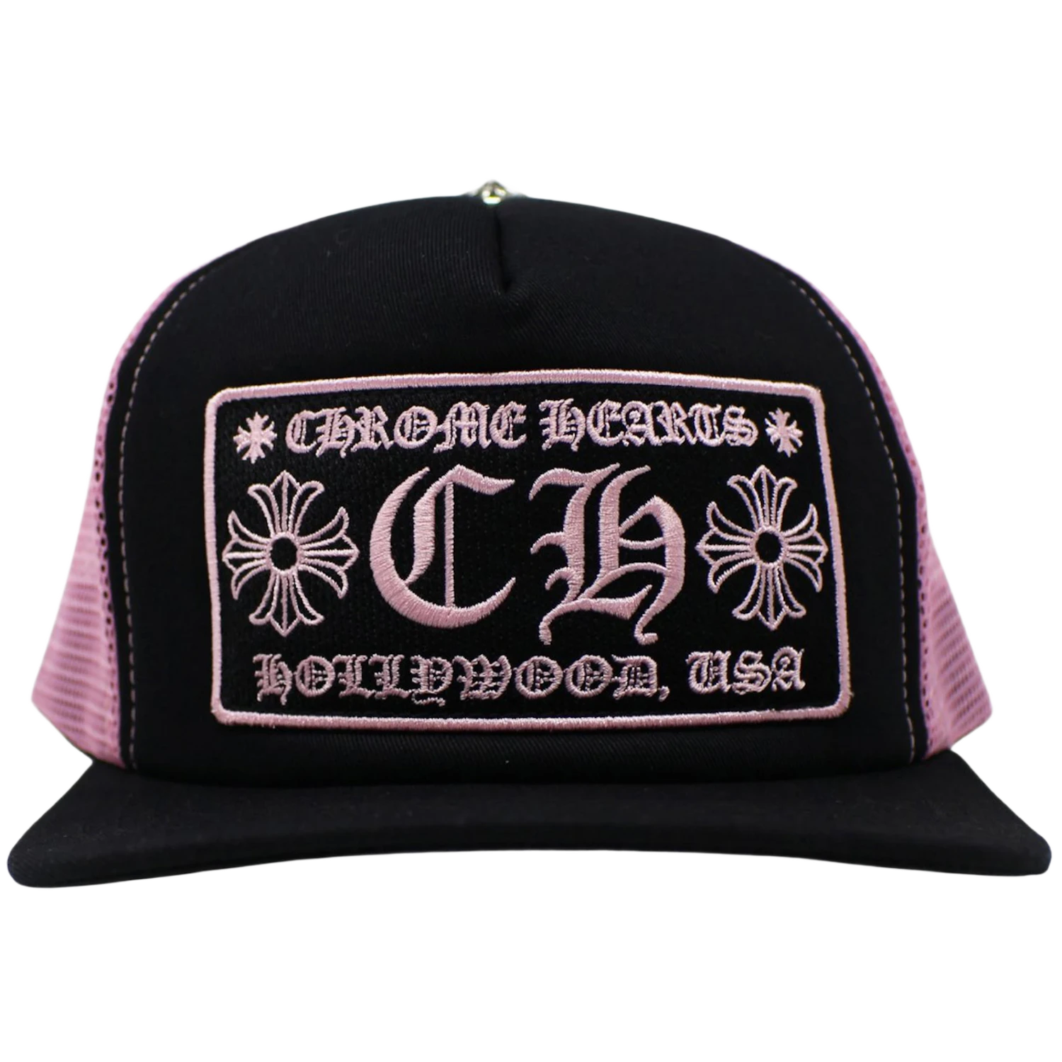 Chrome Hearts CH Hollywood Trucker Hat Black/Pink