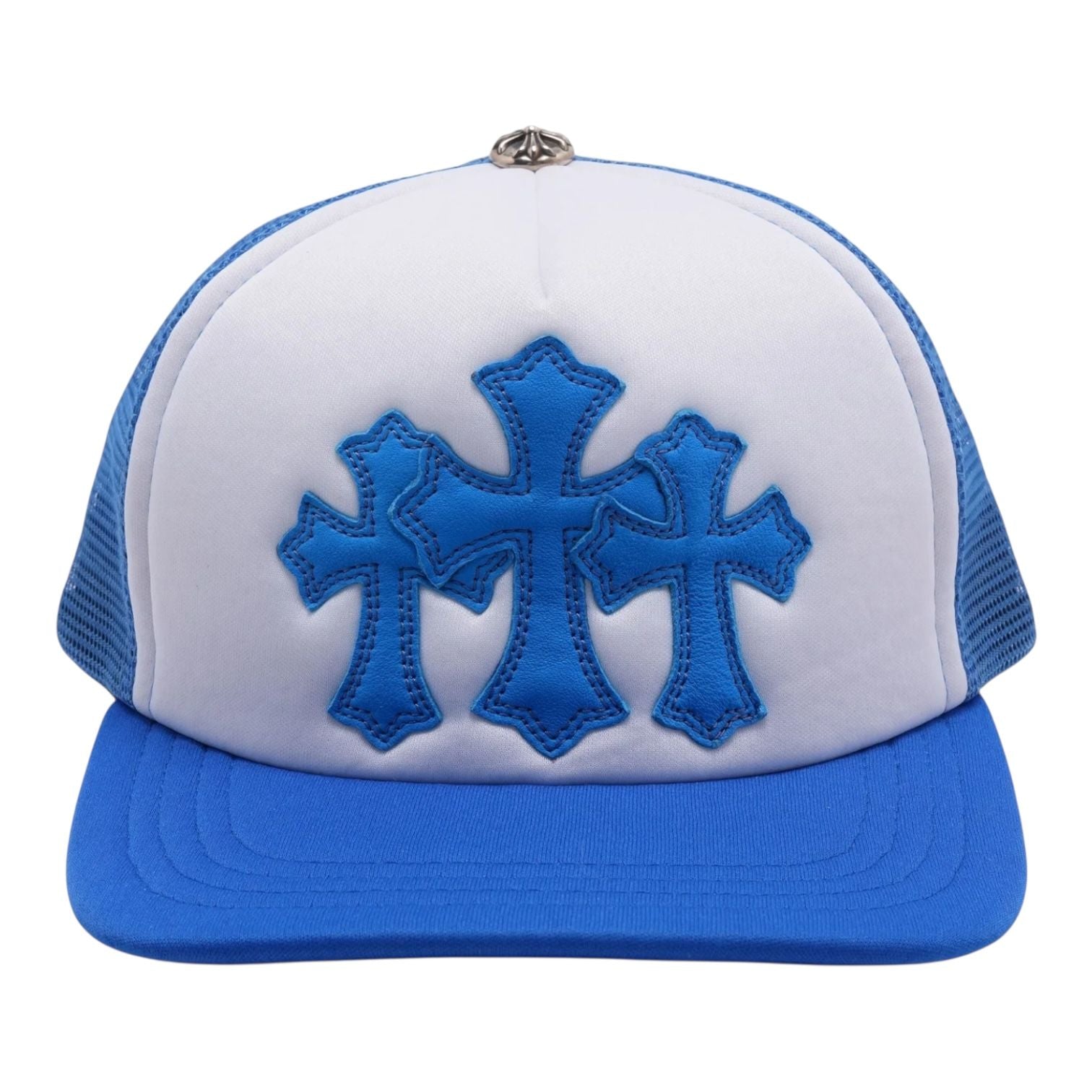 Chrome Hearts Cemetery Cross Trucker Hat Blue
