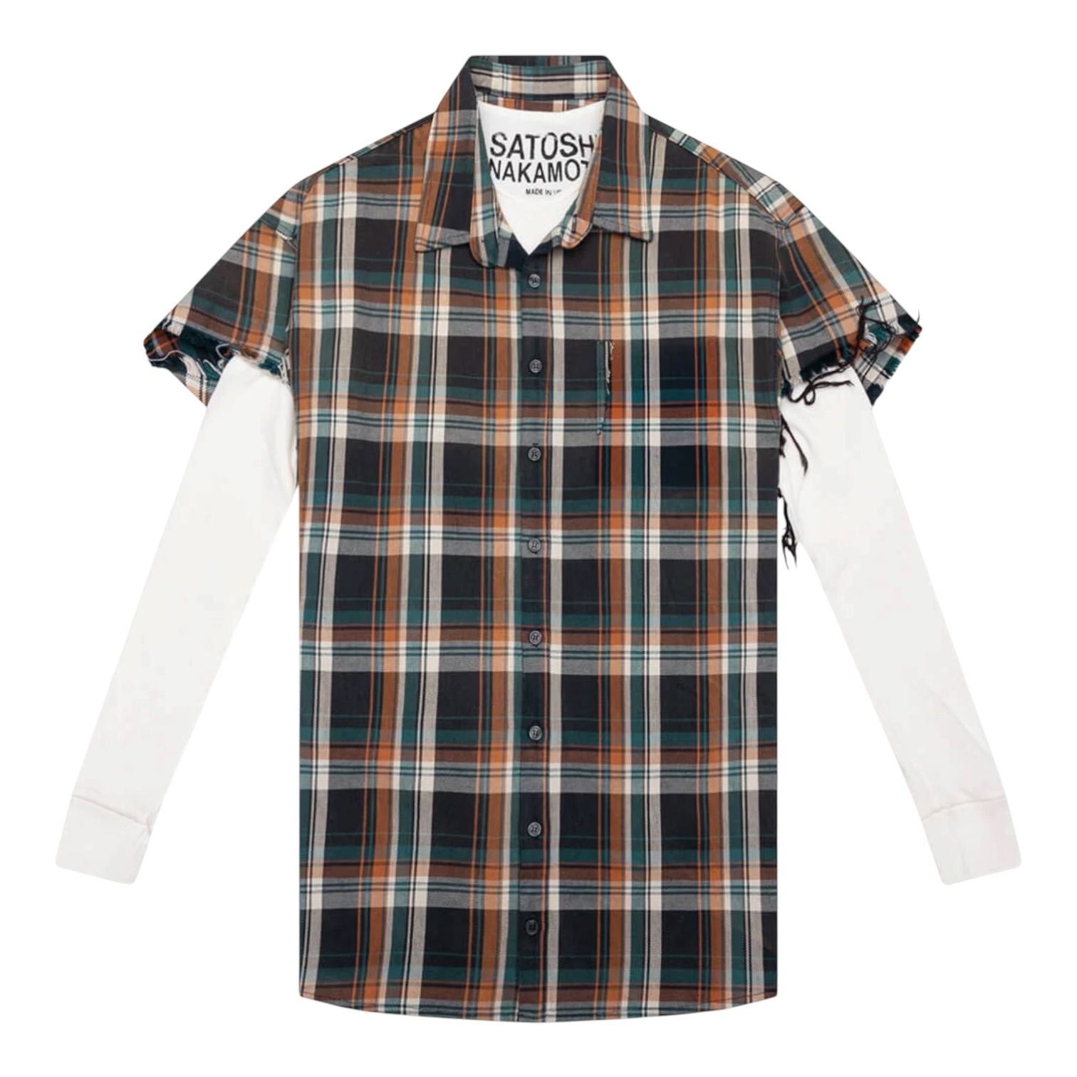 Satoshi Nakamoto Bender Cut Off Flannel Orange Plaid
