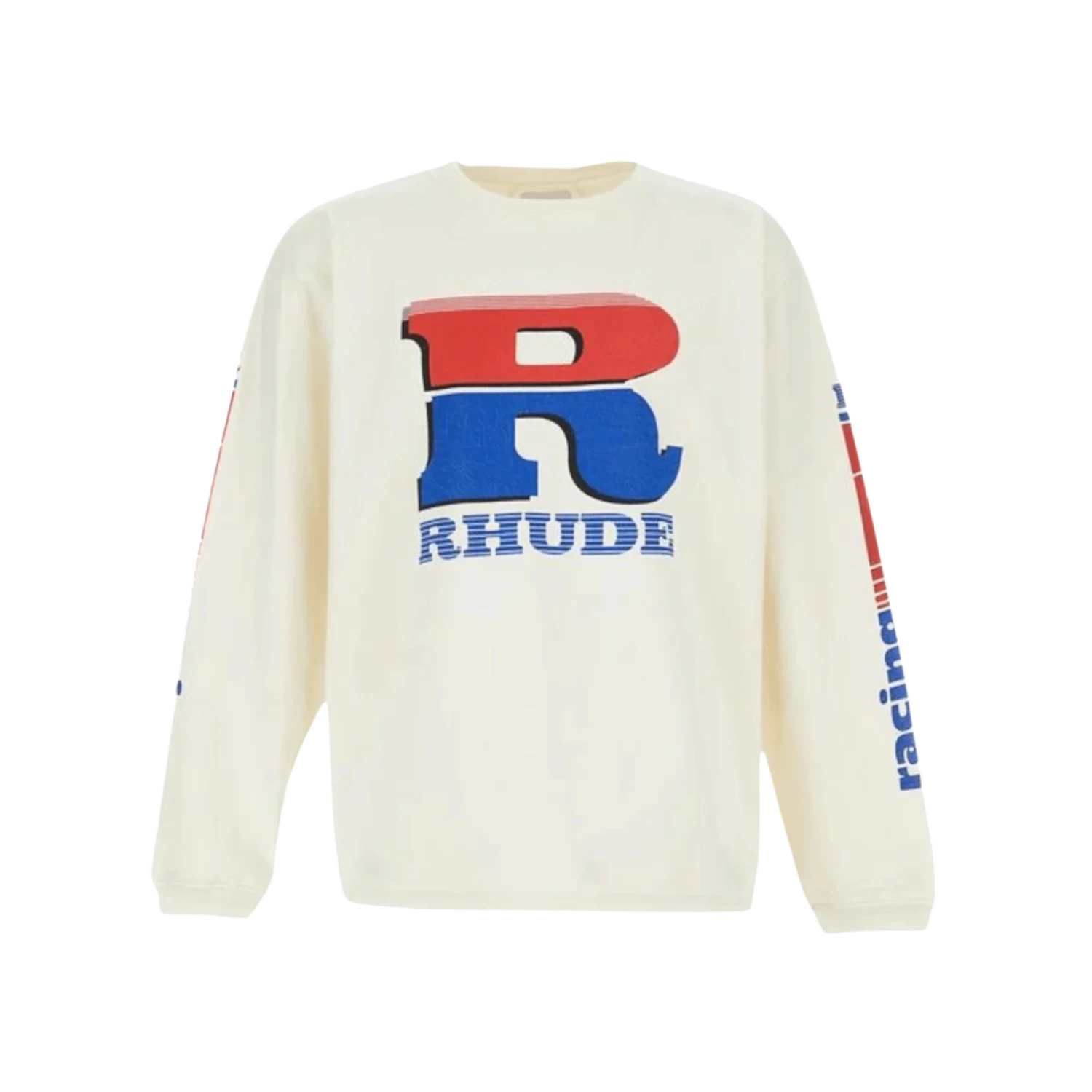 Rhude Split Petrol Logo Mesh L/S Tee Vintage White/Red