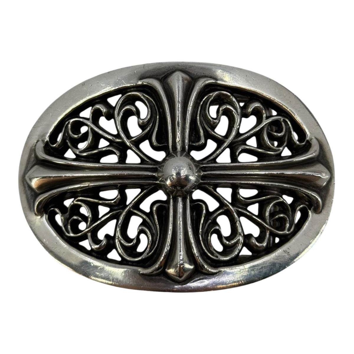 Chrome Hearts Silver Oval Cross Belt Buckle