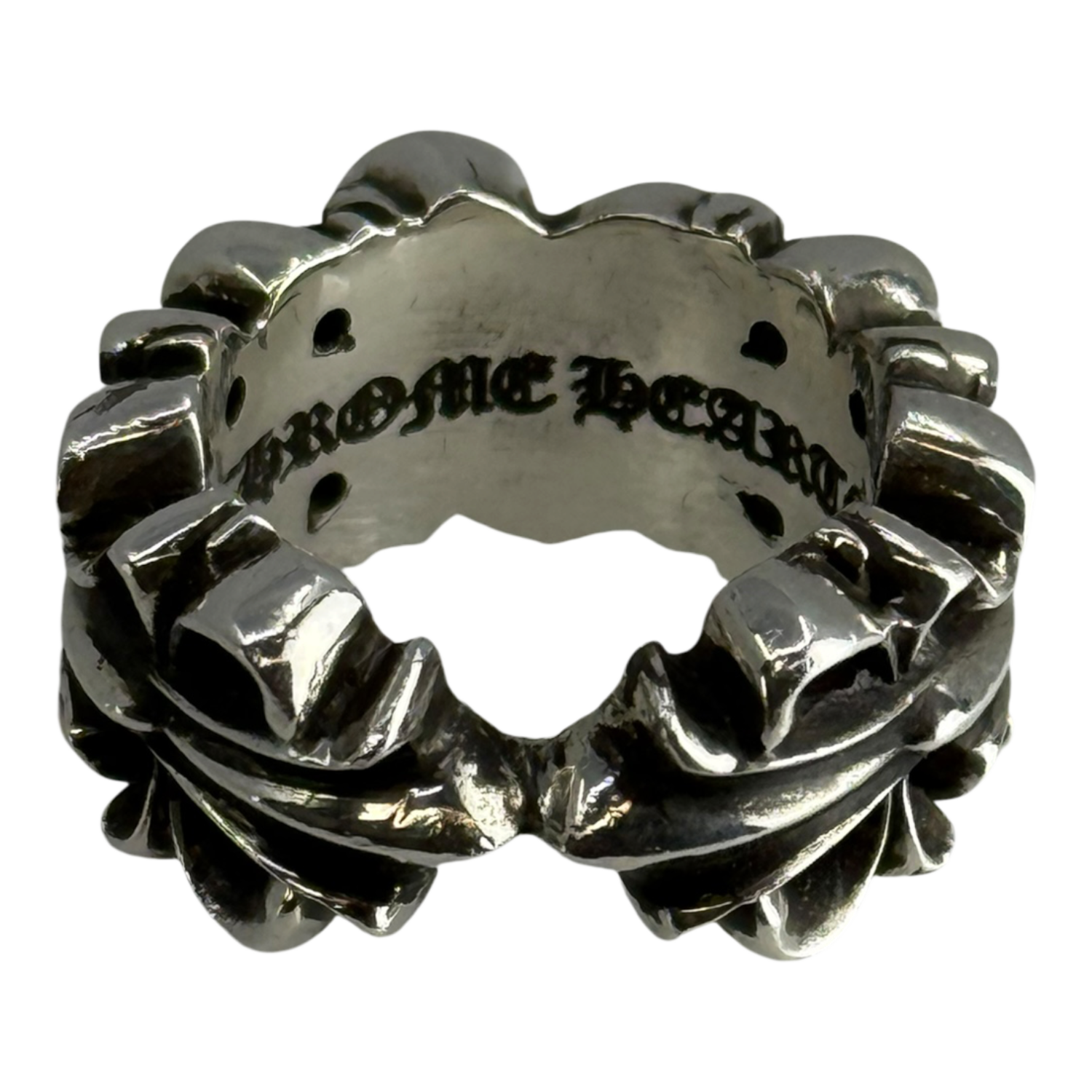 Chrome Hearts Silver Floral Heart Ring - US Size 5