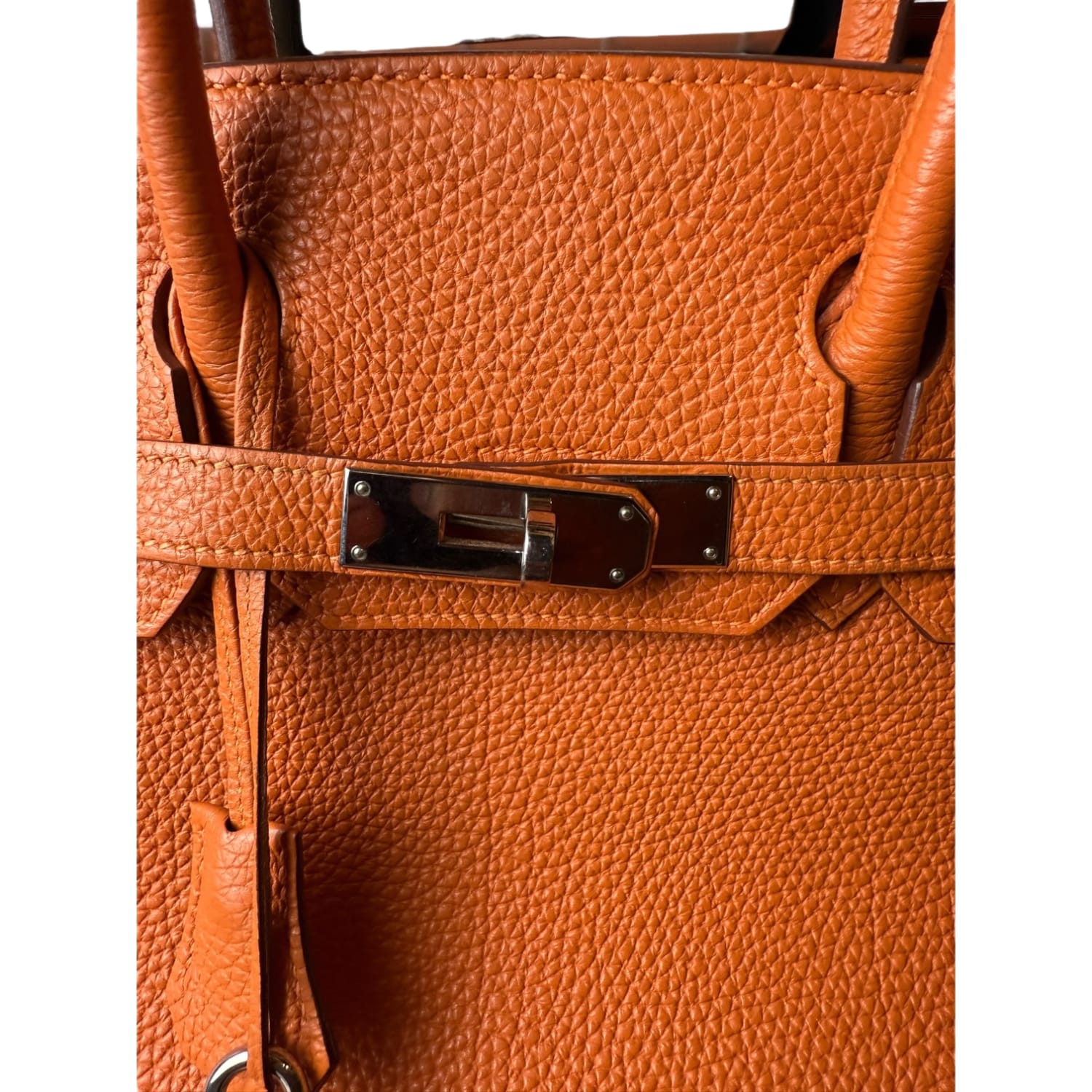 Hermes Birkin 30 Handbag Orange Togo Leather with Palladium Hardware