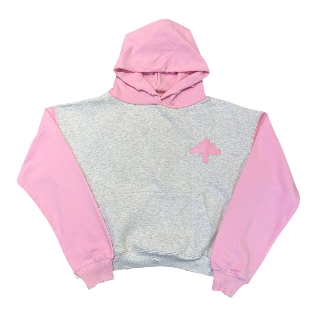 Vertabrae Classic Two-Tone Hoodie Grey/Pink