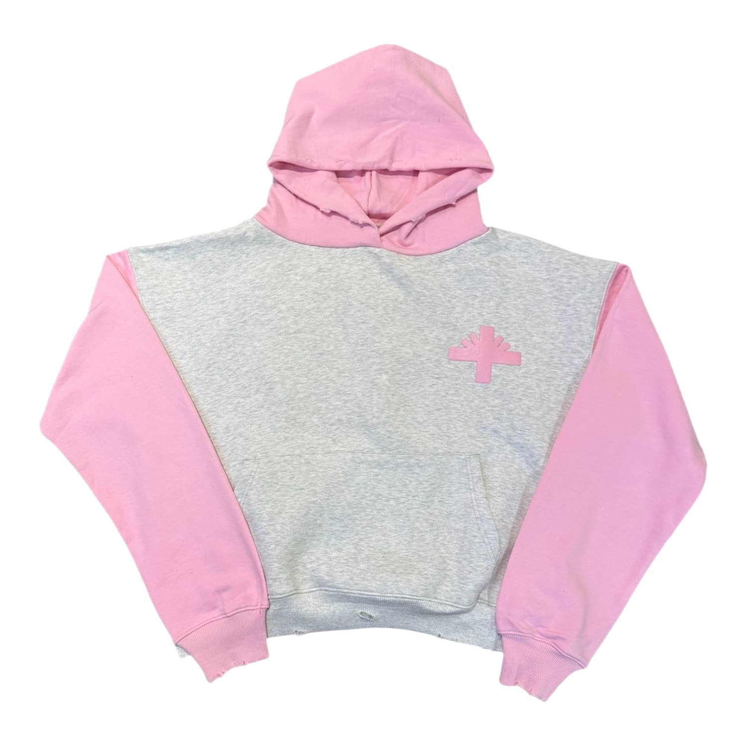 Vertabrae Classic Two-Tone Hoodie Grey/Pink