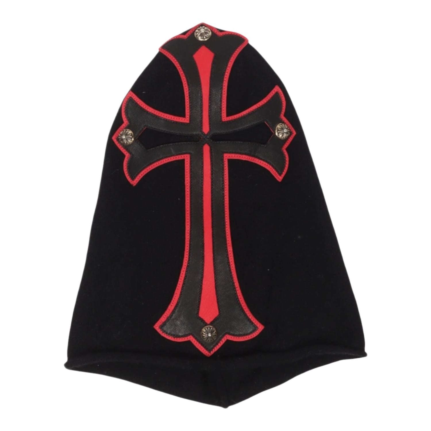 Chrome Hearts Leather Cross Cashmere Mask Black/Red