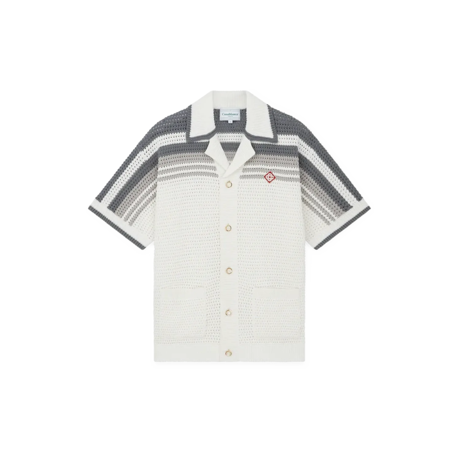 Casablanca Tennis Crochet Shirt White Grey