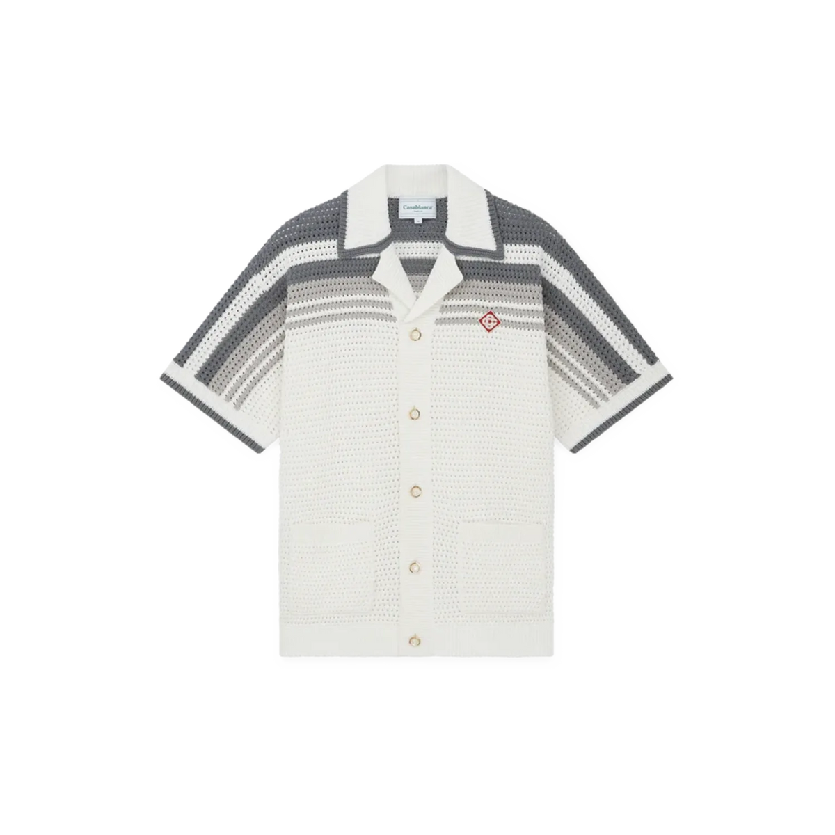 Casablanca Tennis Crochet Shirt White Grey