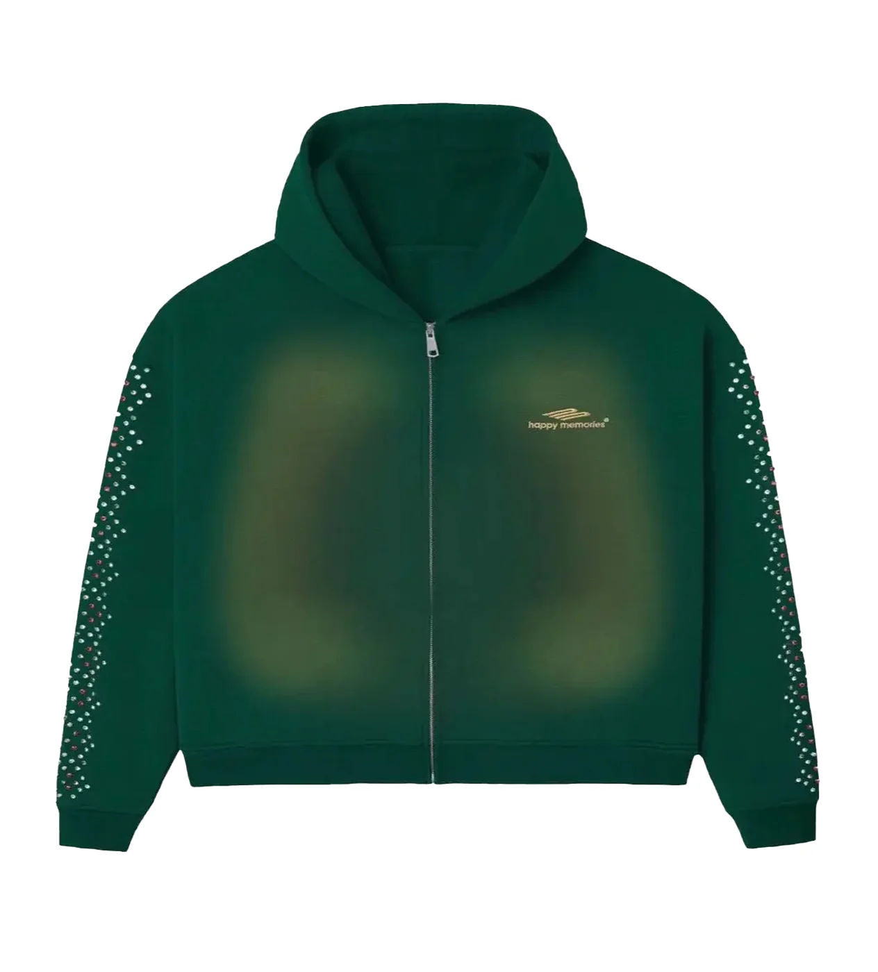 Happy Memories Don't Die HMDD Crystal Zip Up Hoodie Green