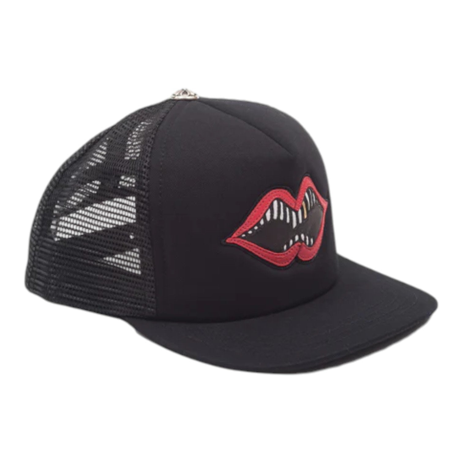 Chrome Hearts Leather Chomper Patch Trucker Hat Black