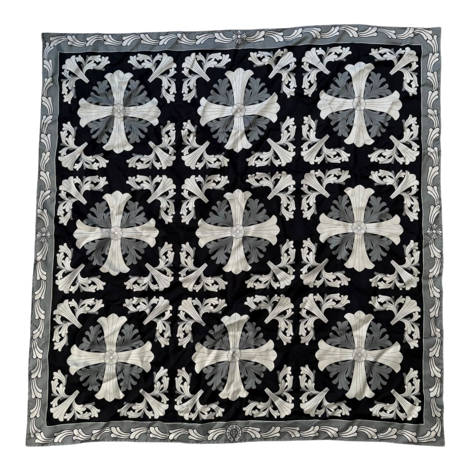 Chrome Hearts Cross Ceiling Silk Scarf Black/Grey/White