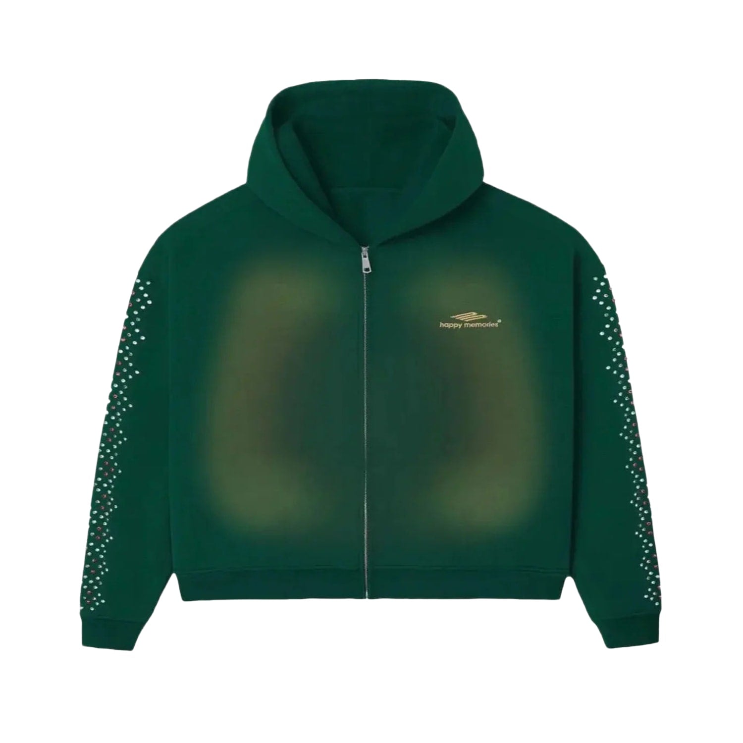 Happy Memories Don't Die HMDD Crystal Zip Up Hoodie Green