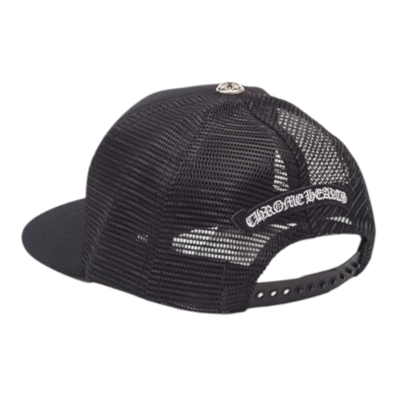 Chrome Hearts Leather Chomper Patch Trucker Hat Black